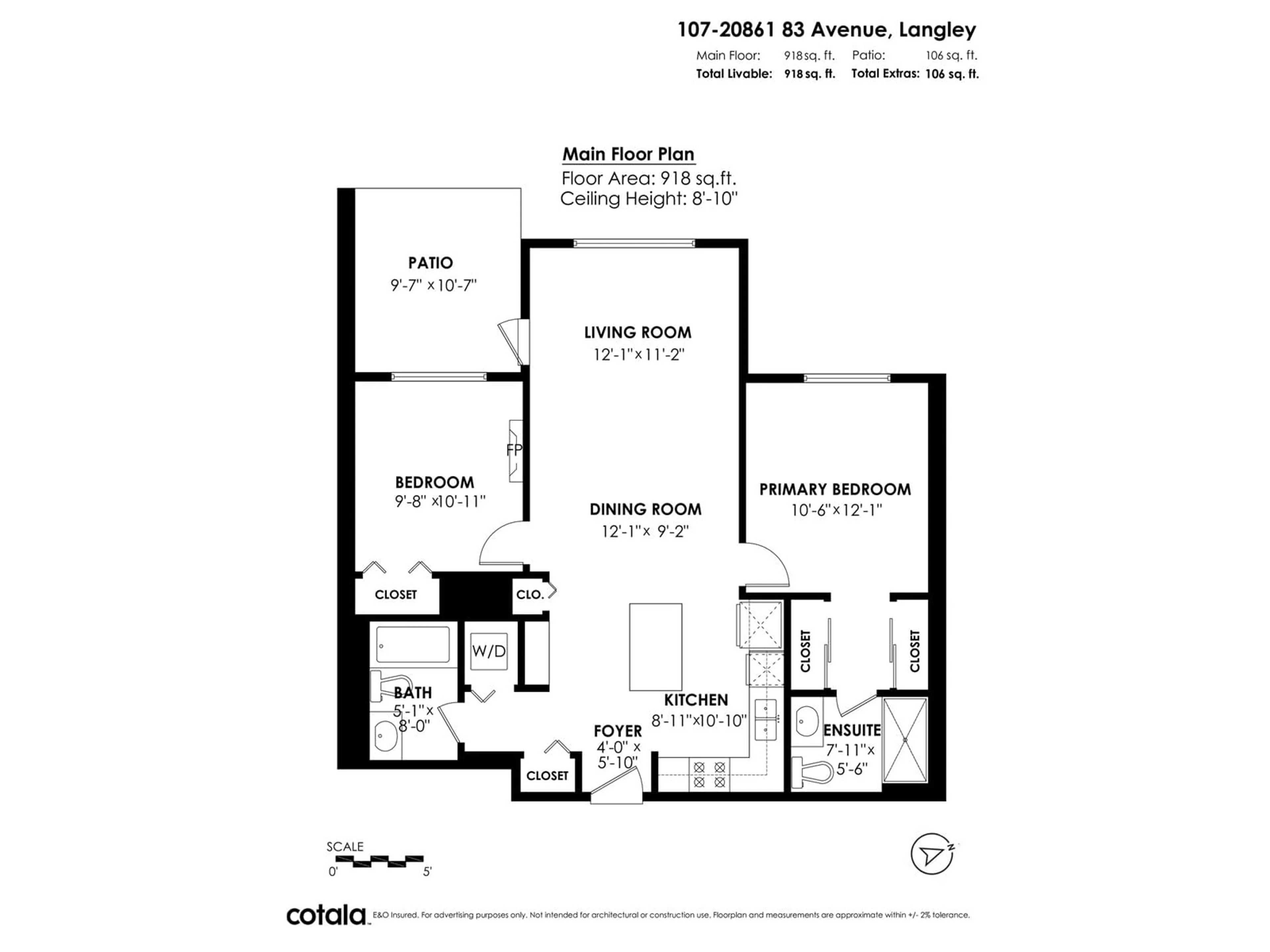 Floor plan for 107 20861 83 AVENUE, Langley British Columbia V2Y0M8