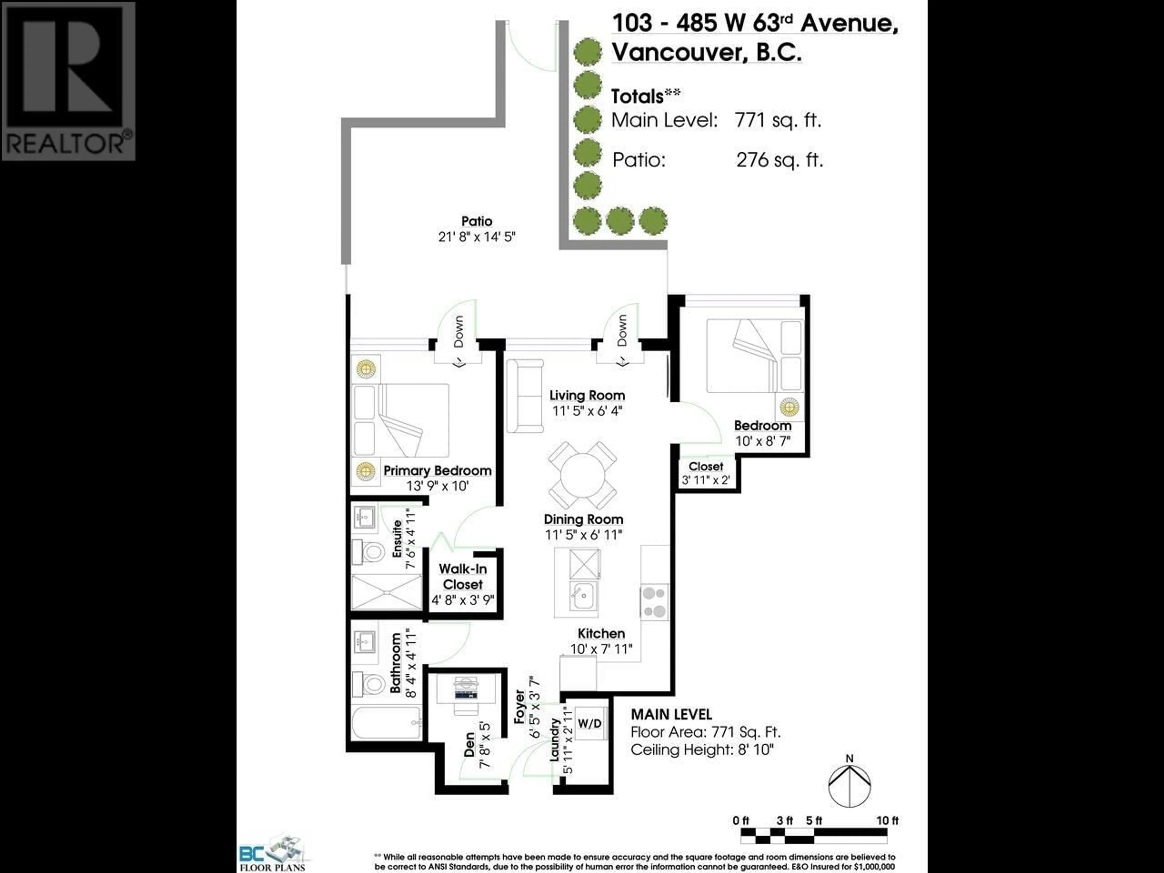 Floor plan for 103 485 WEST 63RD AVENUE, Vancouver British Columbia V5X2J3