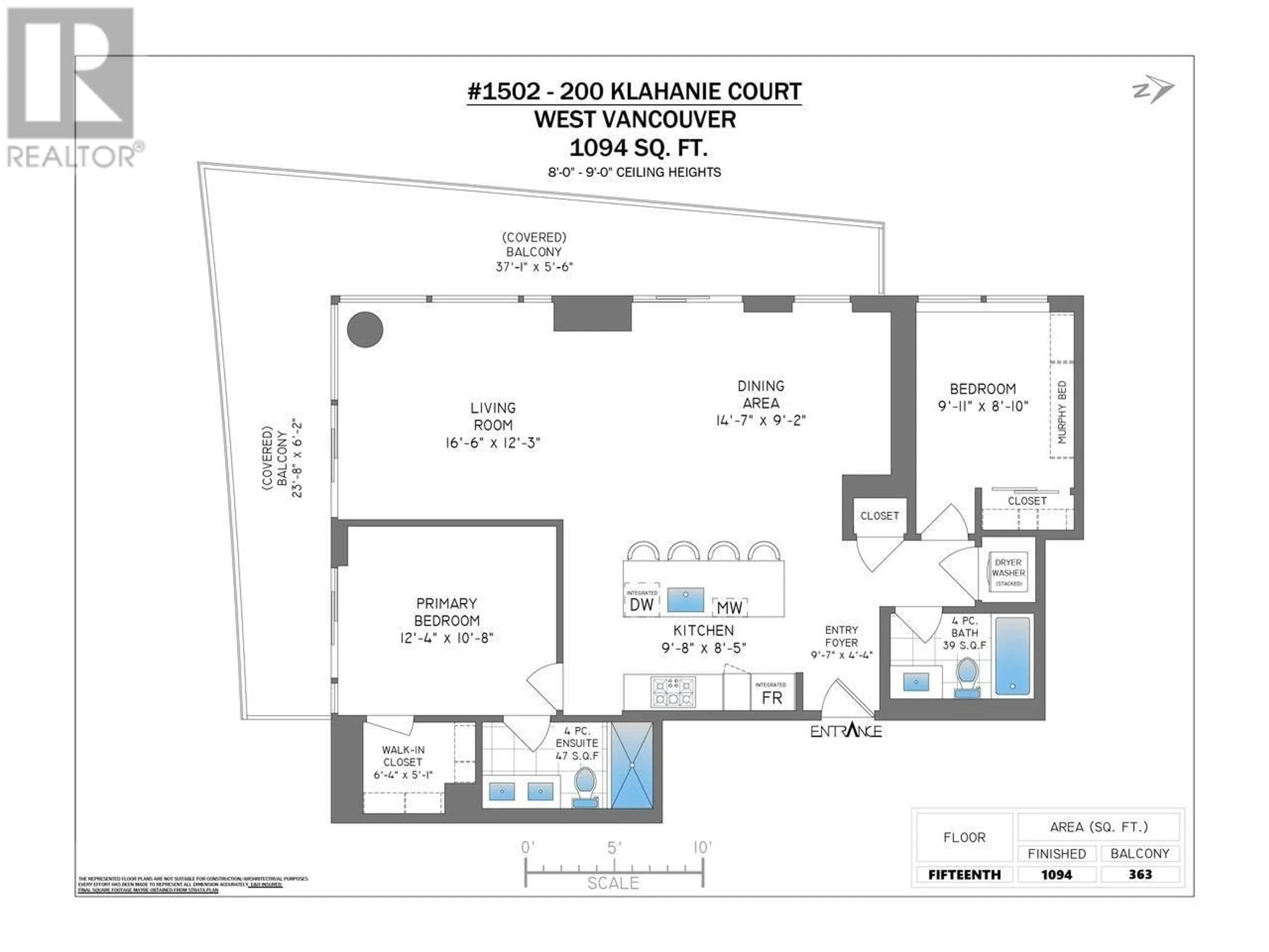 Floor plan for 1506 200 KLAHANIE COURT, West Vancouver British Columbia V7P0E4