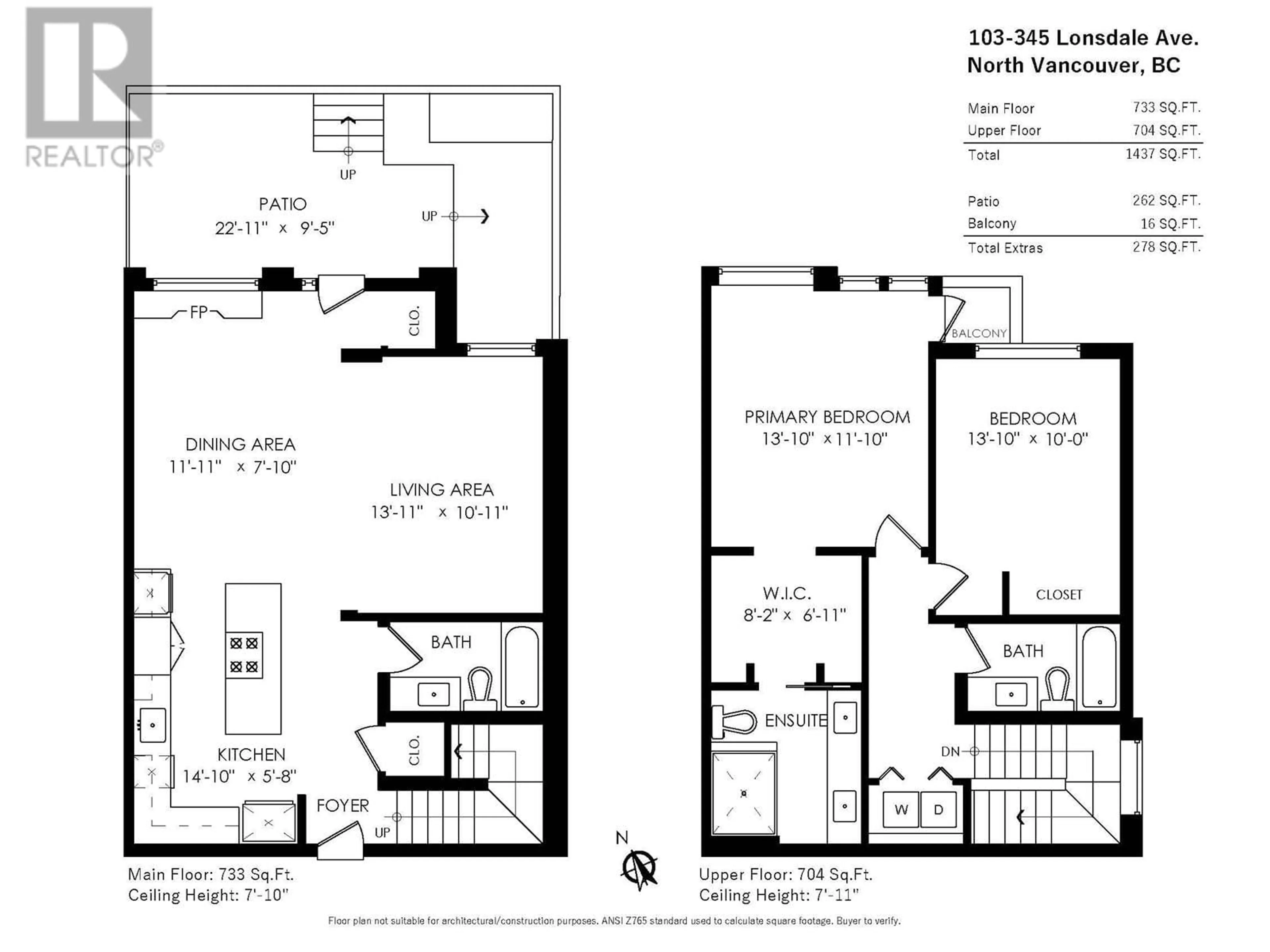 Floor plan for 103 345 LONSDALE AVENUE, North Vancouver British Columbia V7M3M9