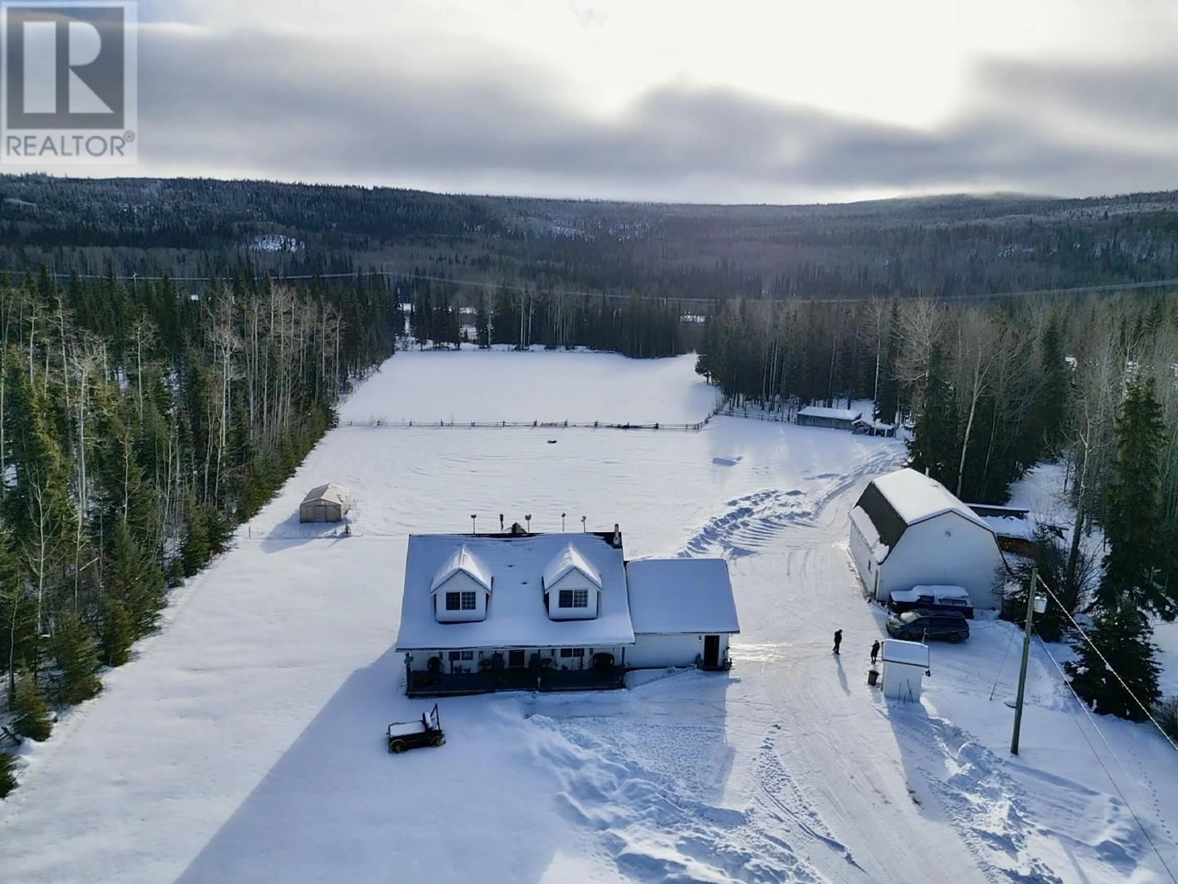 A pic from outside/outdoor area/front of a property/back of a property/a pic from drone, water/lake/river/ocean view for 15547 PINE ROAD, Endako British Columbia V0J1L0