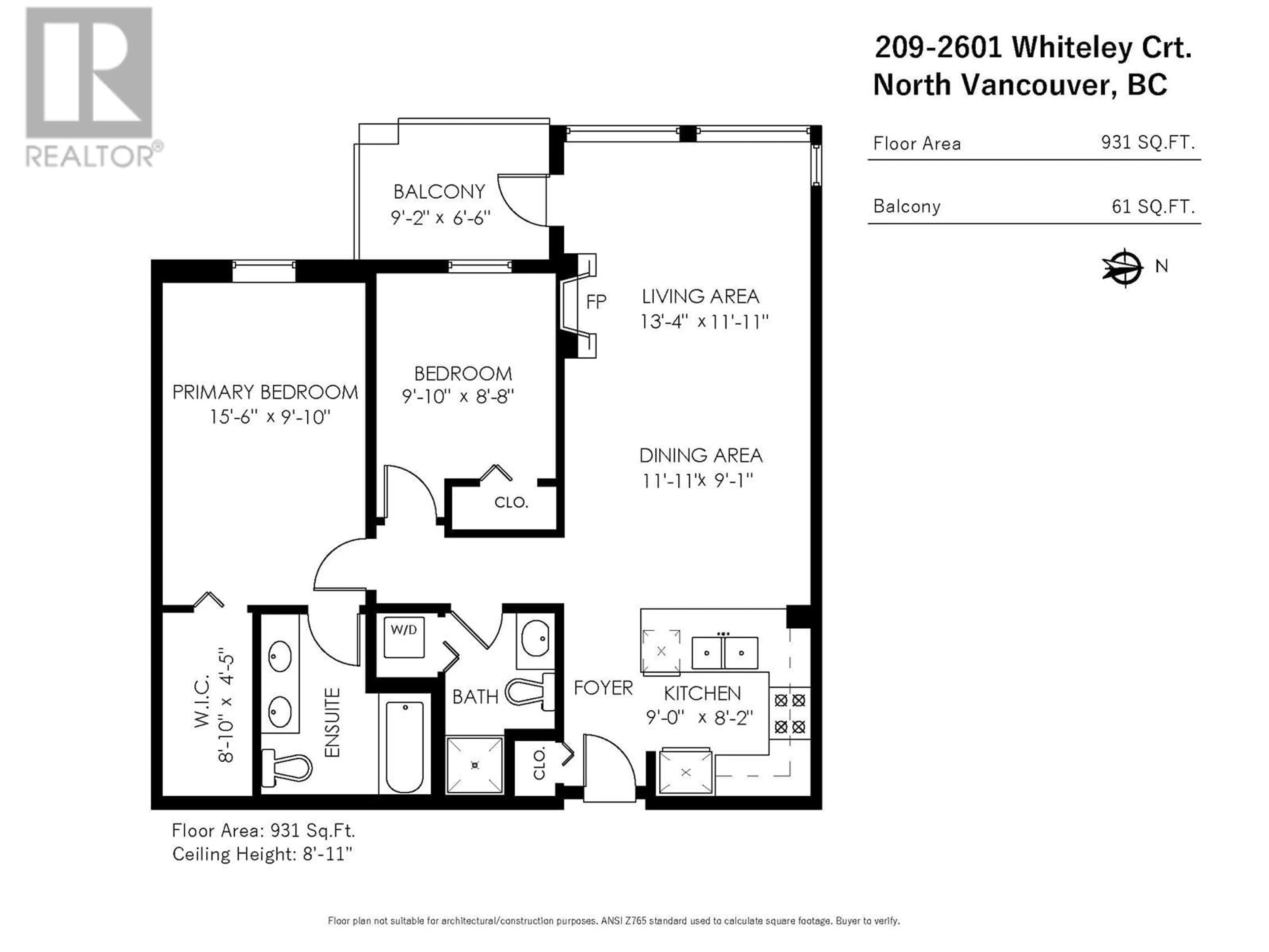 Floor plan for 209 2601 WHITELEY COURT, North Vancouver British Columbia V7J2R7