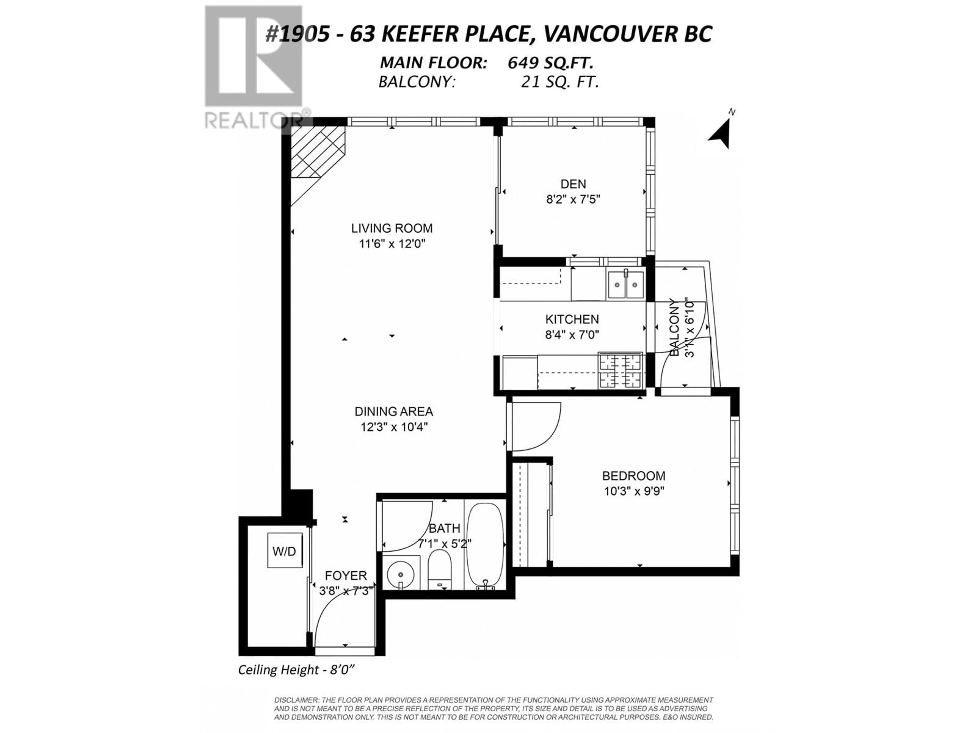 Floor plan for 1905 63 KEEFER PLACE, Vancouver British Columbia V6B6N6