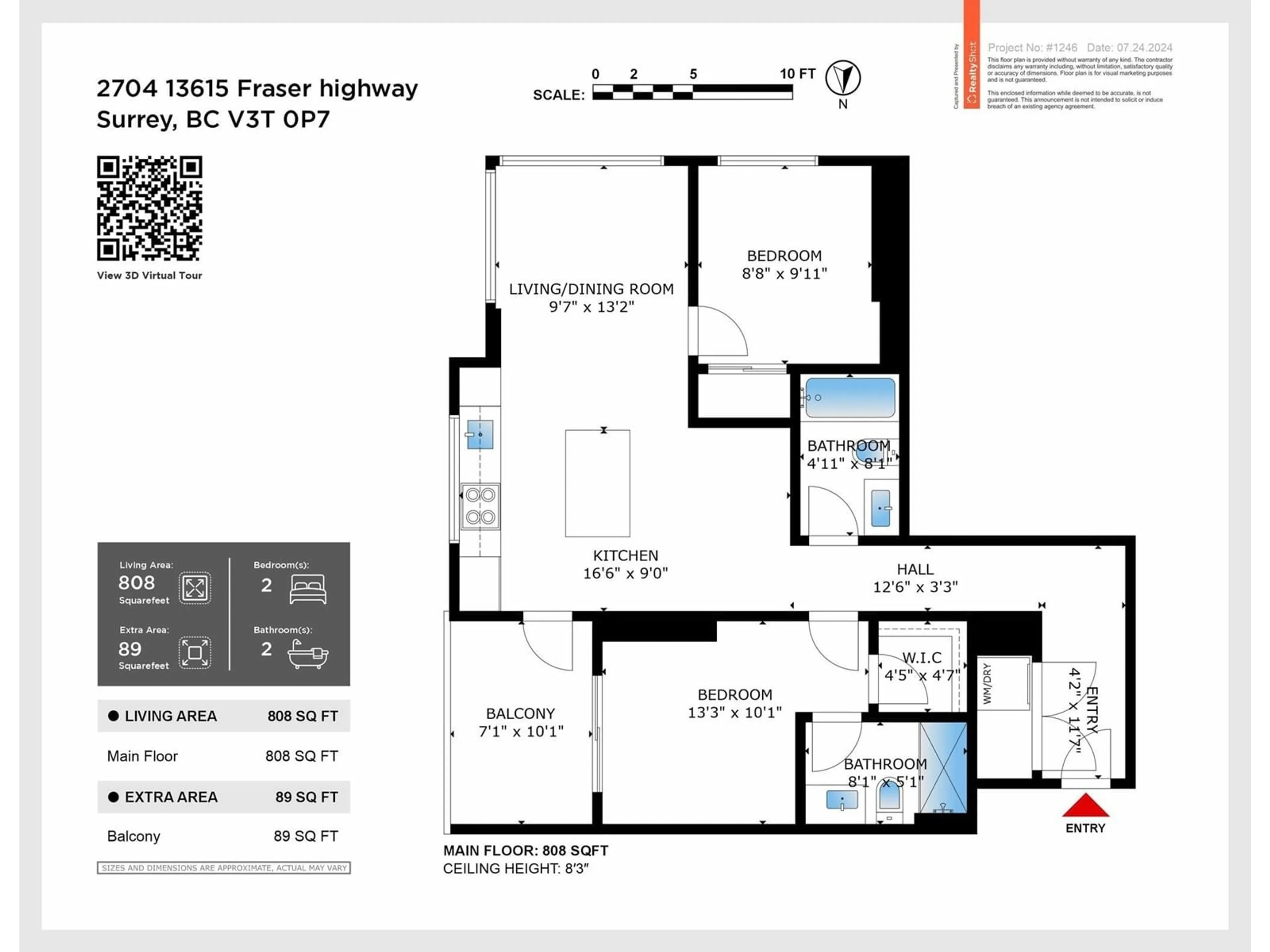 Floor plan for 2704 - 13615 FRASER, Surrey British Columbia V3T0P7