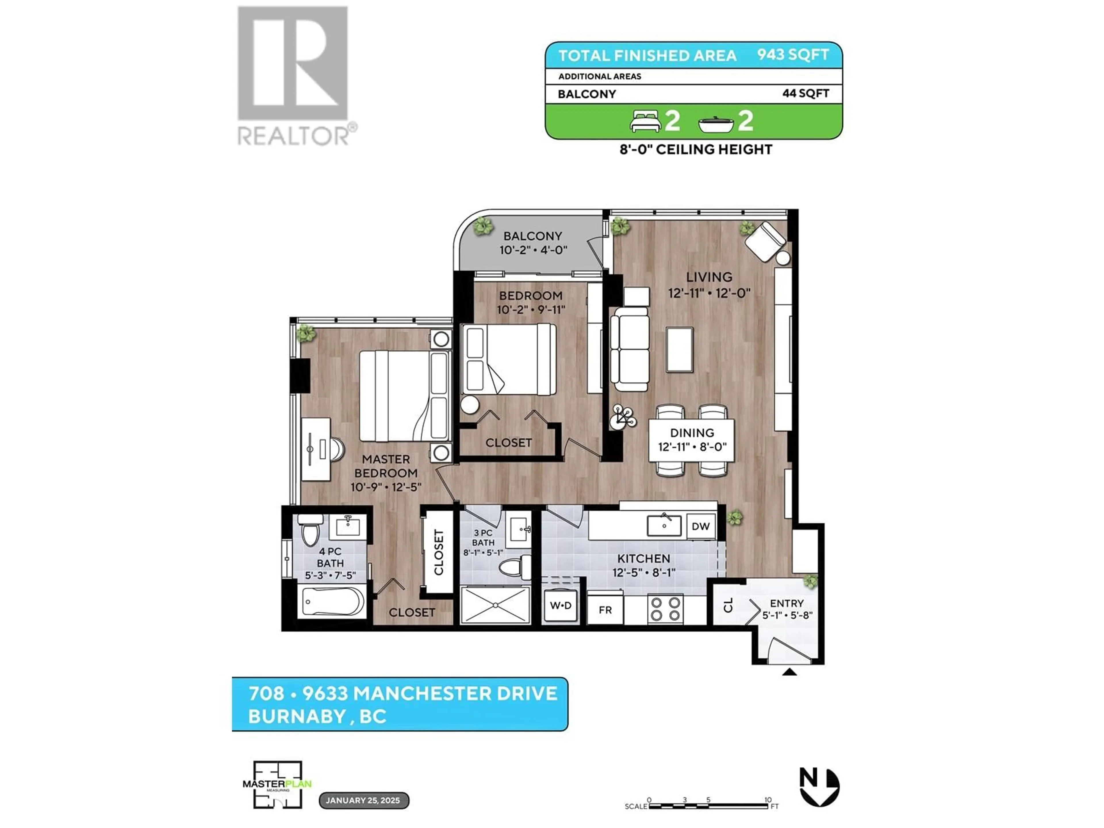 Floor plan for 708 9633 MANCHESTER DRIVE, Burnaby British Columbia V3N4Y9