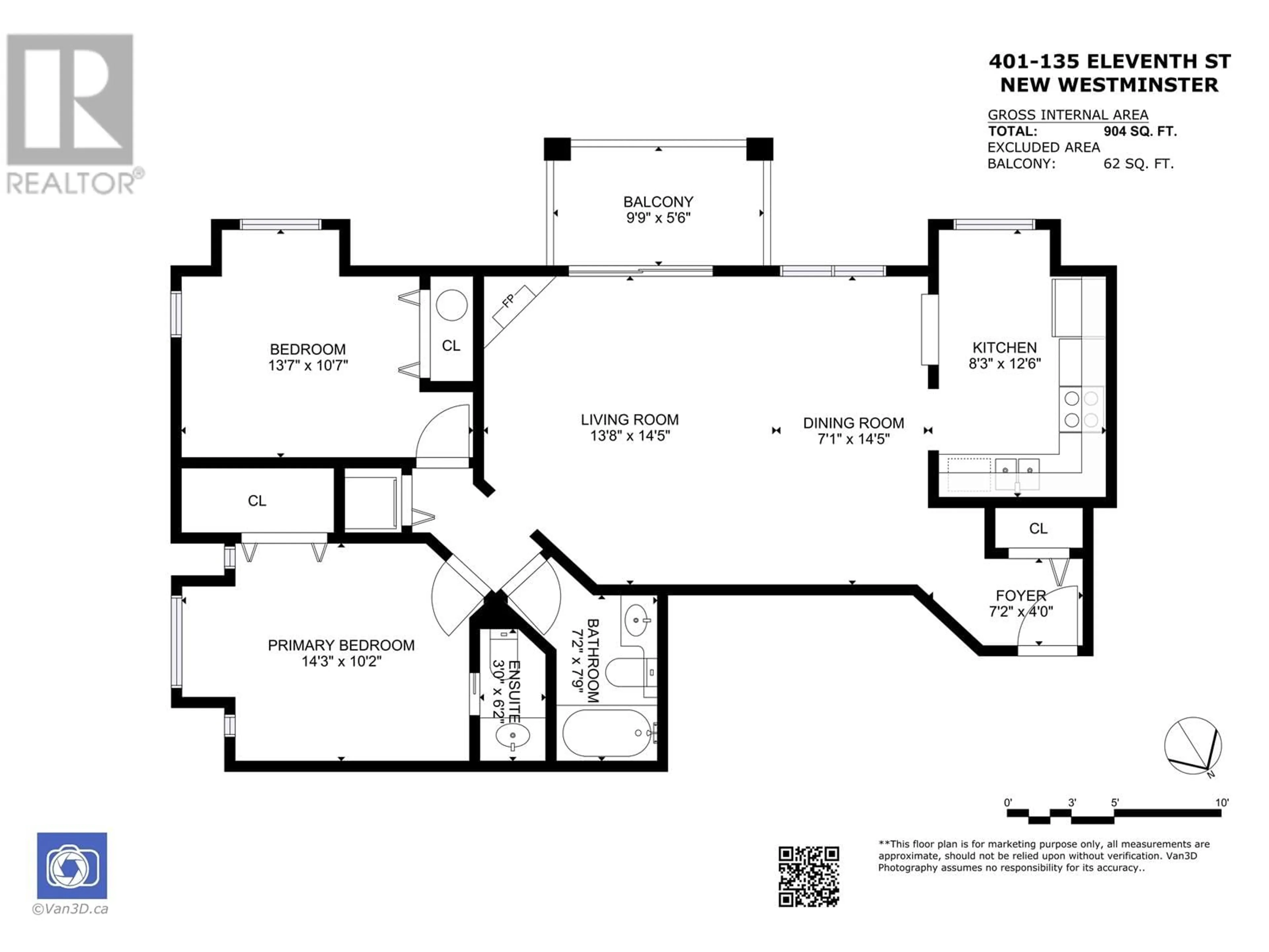 Floor plan for 401 135 ELEVENTH STREET, New Westminster British Columbia V3M4C7