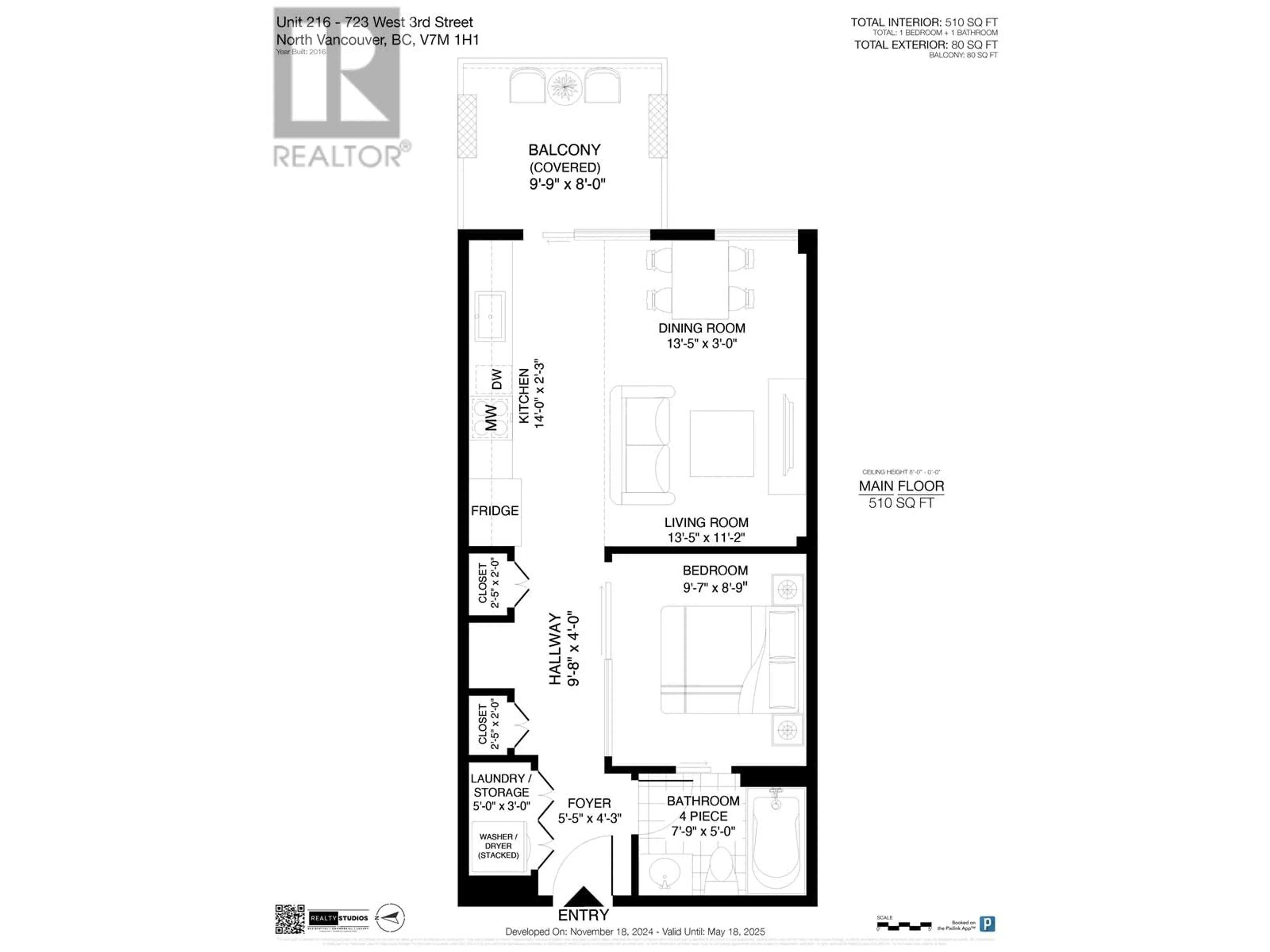 Floor plan for 216 723 W 3RD STREET, North Vancouver British Columbia V7M0E4