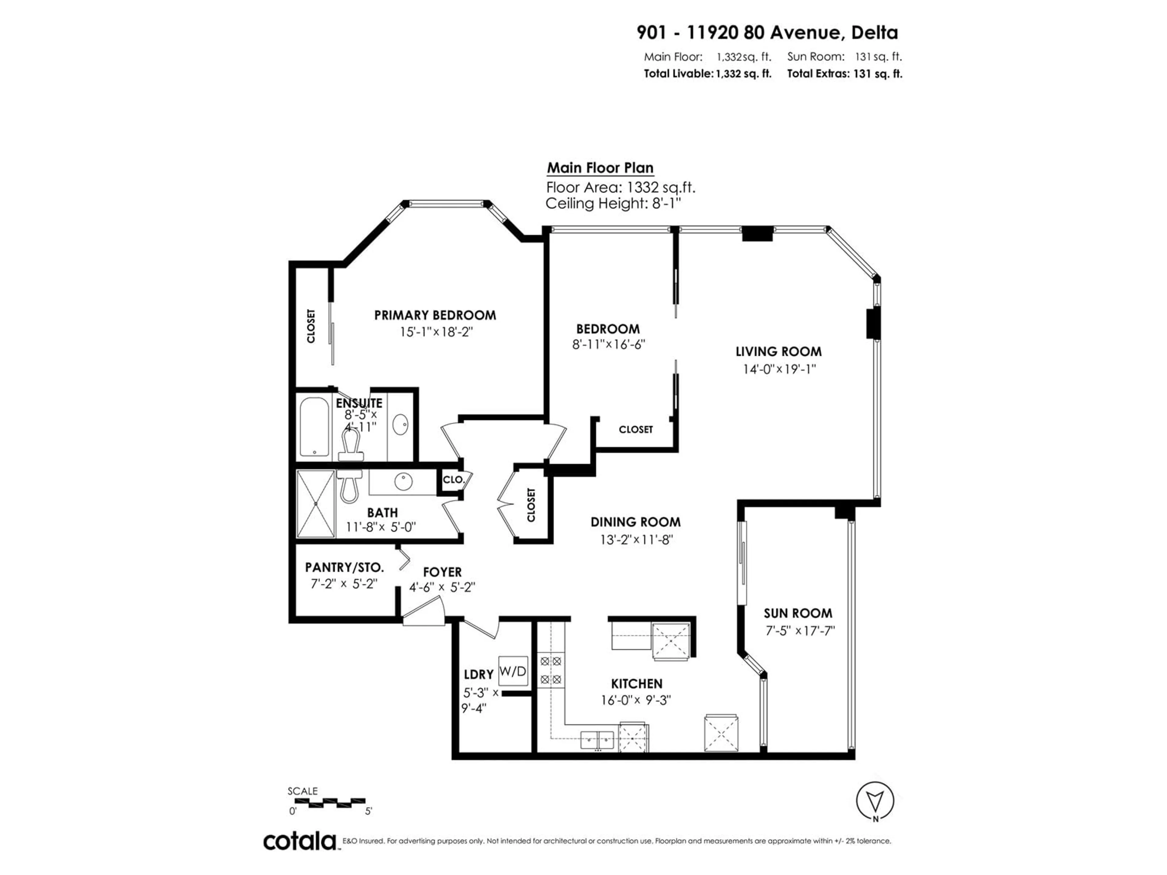 Floor plan for 901 11920 80 AVENUE, Delta British Columbia V4C8E8