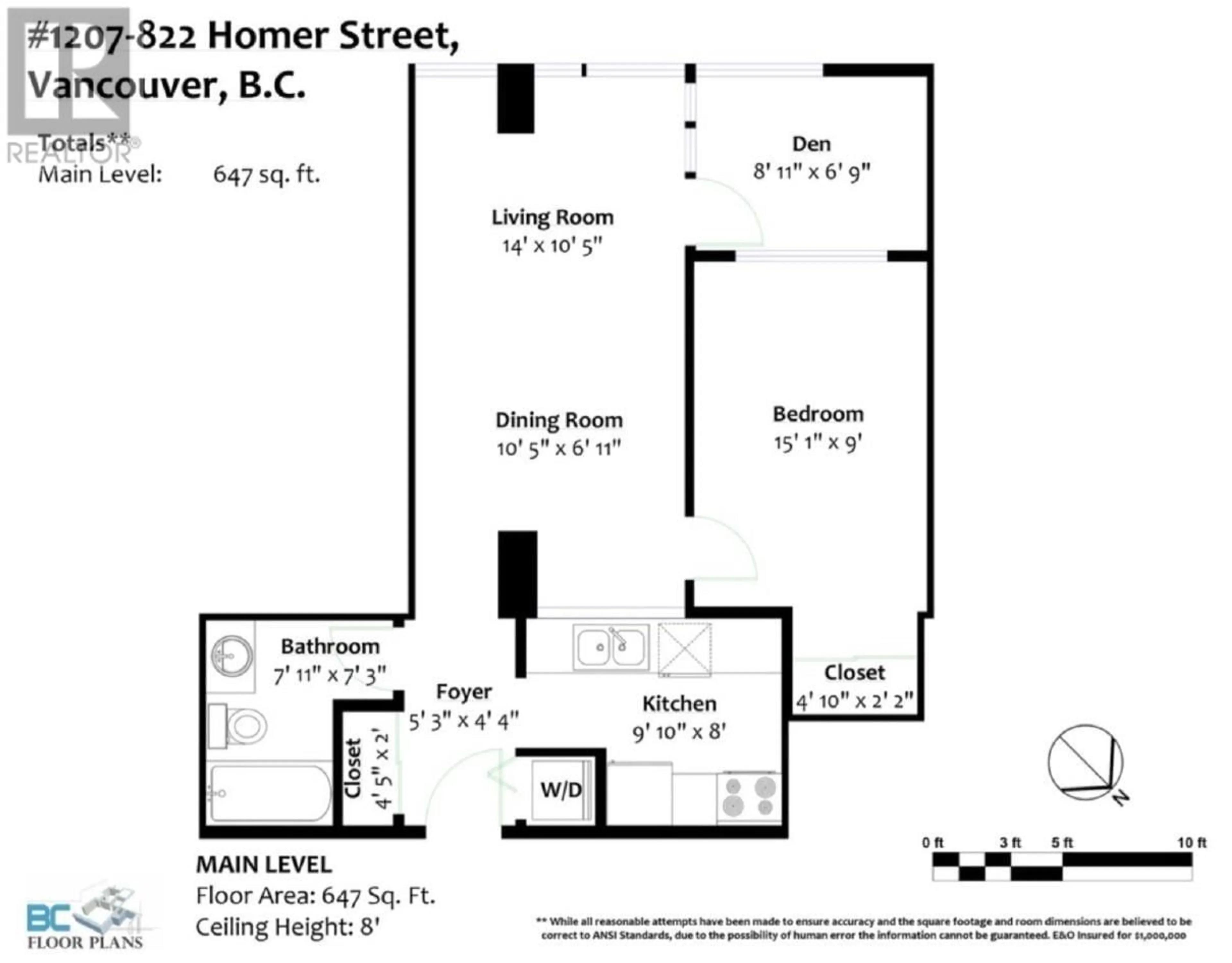 Floor plan for 1207 822 HOMER STREET, Vancouver British Columbia V6B6M3