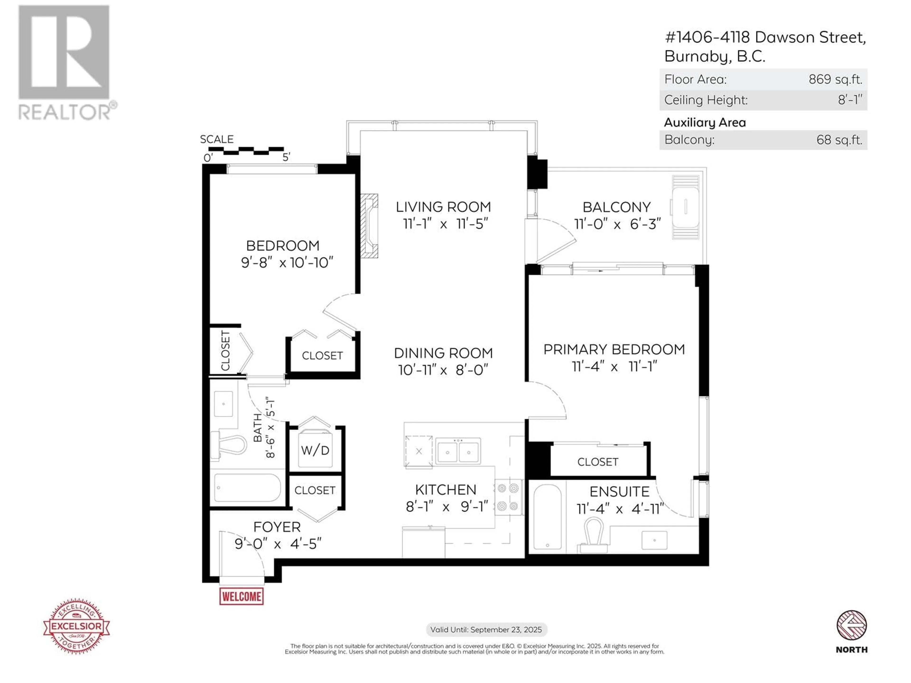 Floor plan for 1406 4118 DAWSON STREET, Burnaby British Columbia V5C0A3