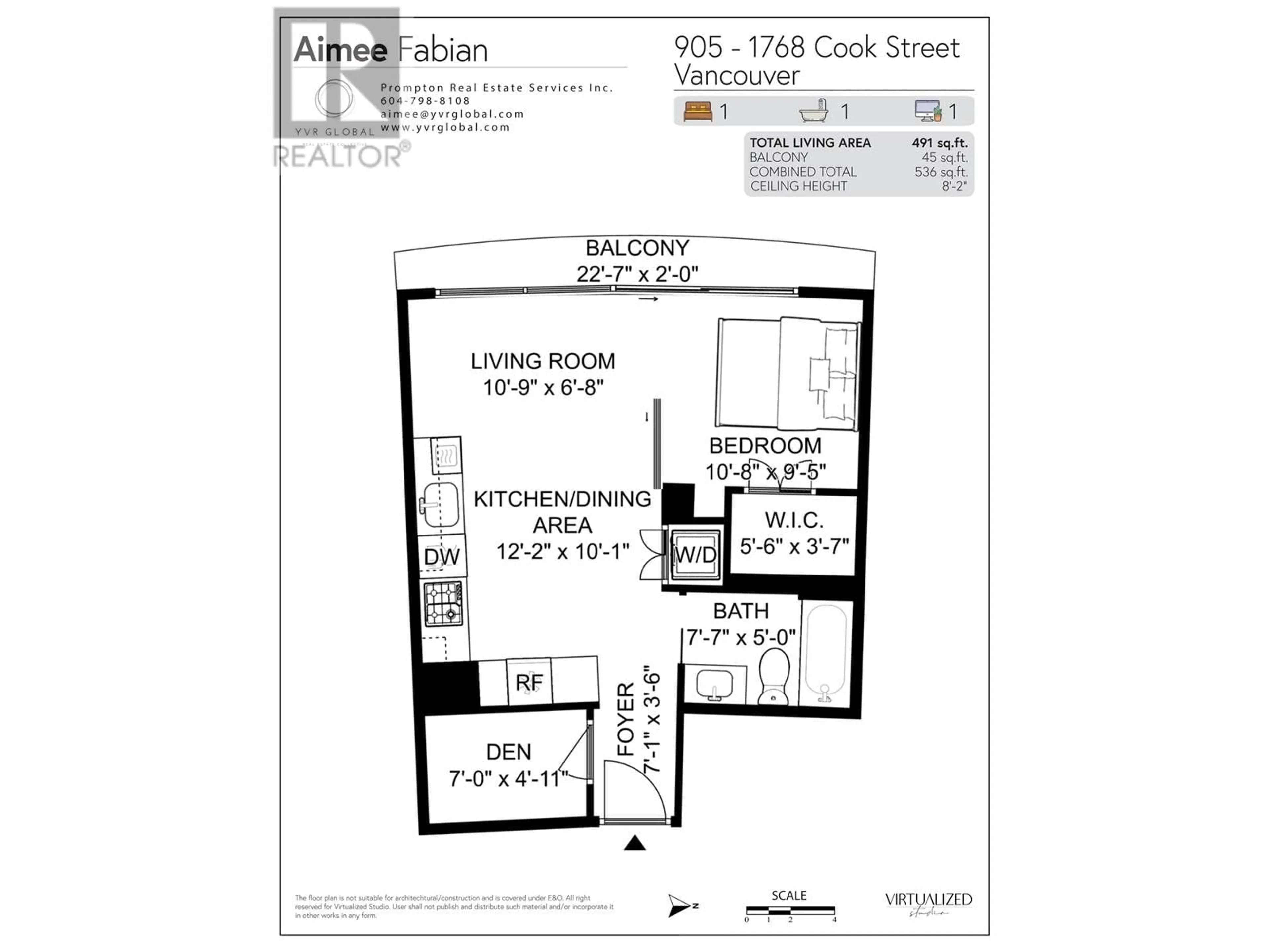 Floor plan for 905 - 1768 COOK STREET, Vancouver British Columbia V5Y0N3