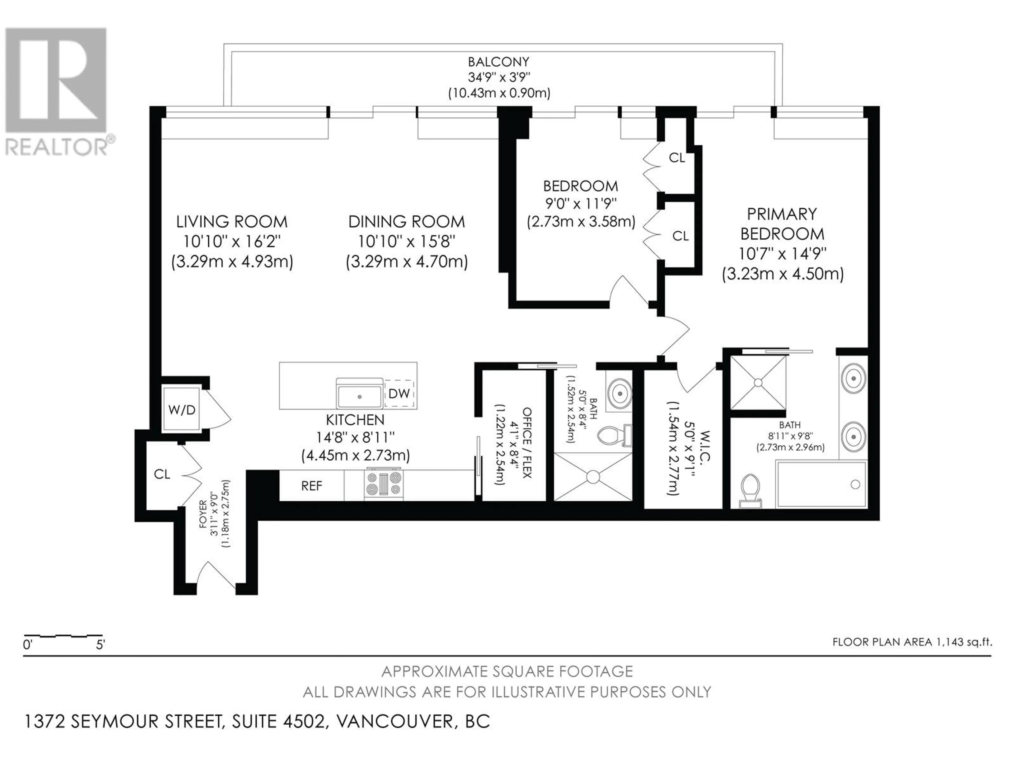 Floor plan for 4502 1372 SEYMOUR STREET, Vancouver British Columbia V6B0L1