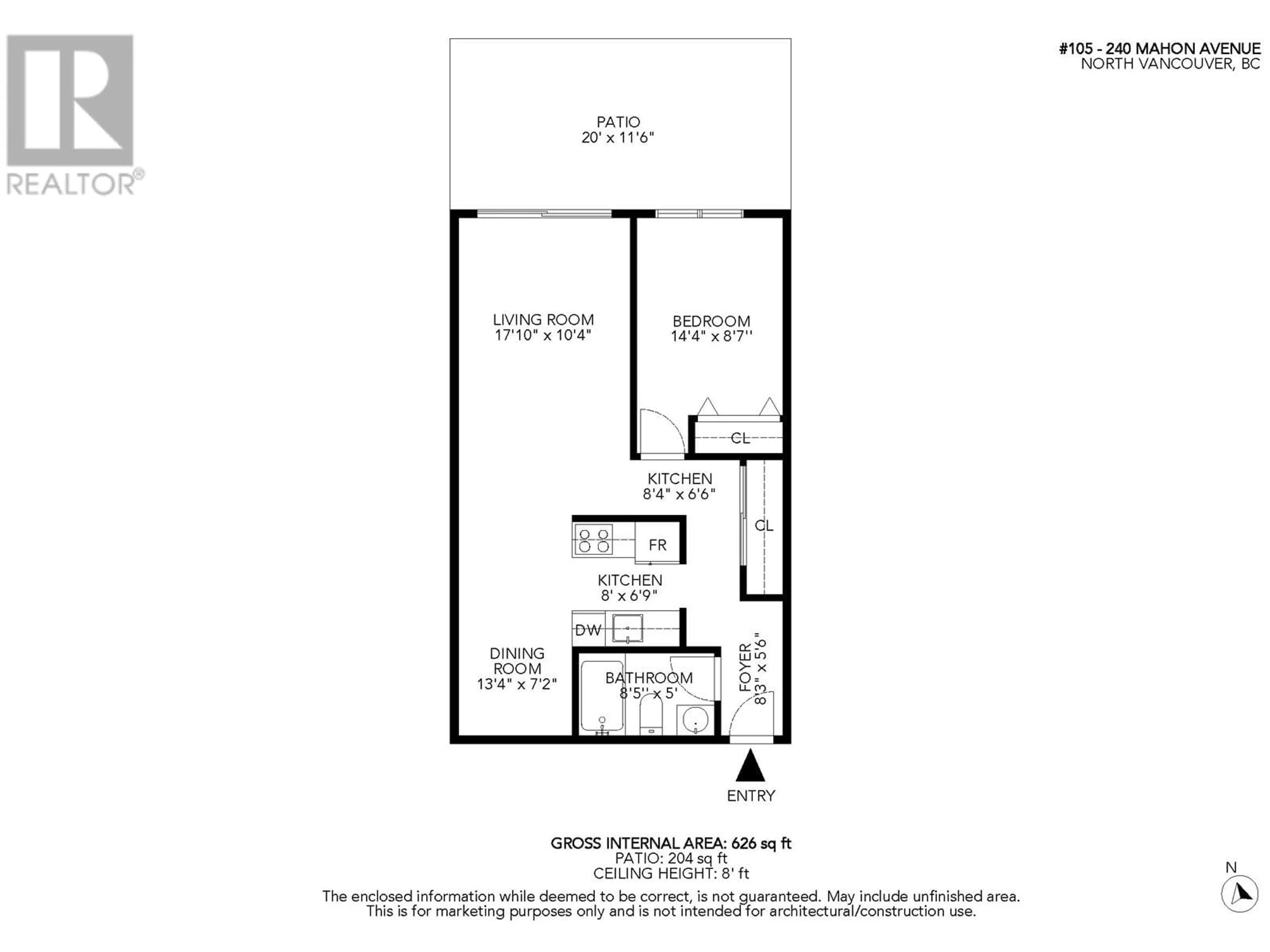 Floor plan for 105 240 MAHON AVENUE, North Vancouver British Columbia V7M3H4