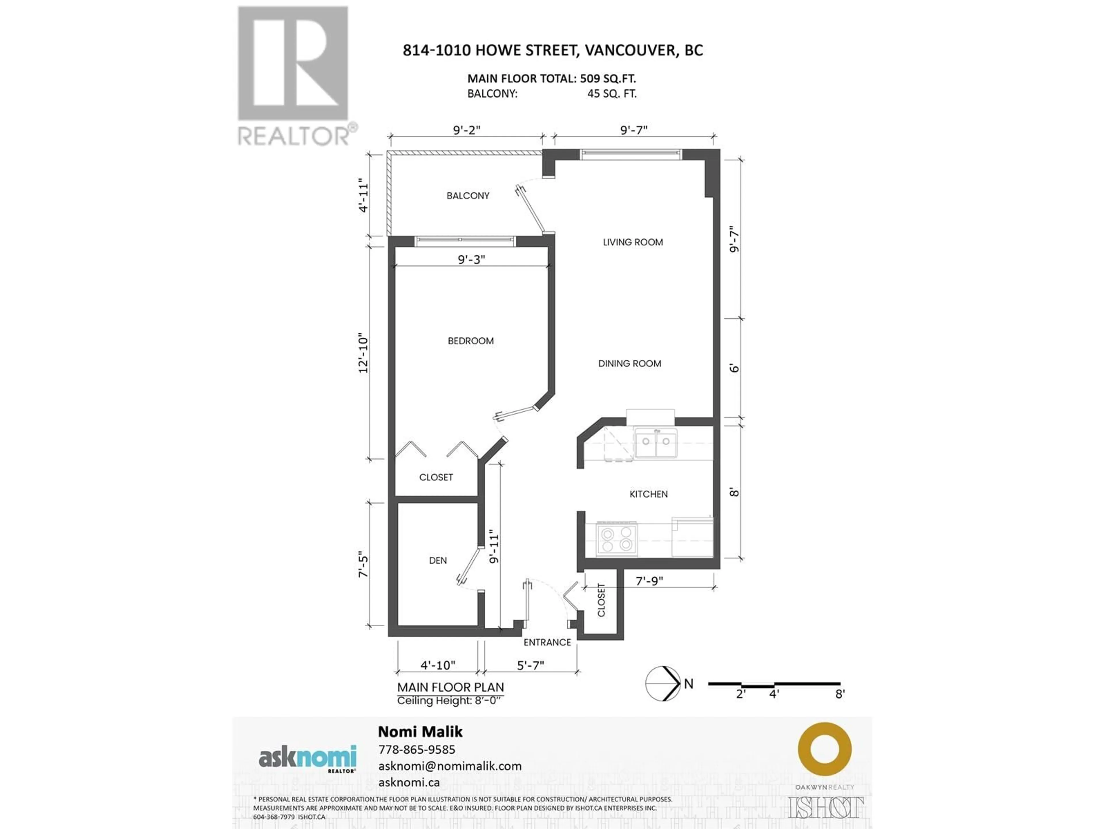 Floor plan for 814 1010 HOWE STREET, Vancouver British Columbia V6Z1P5