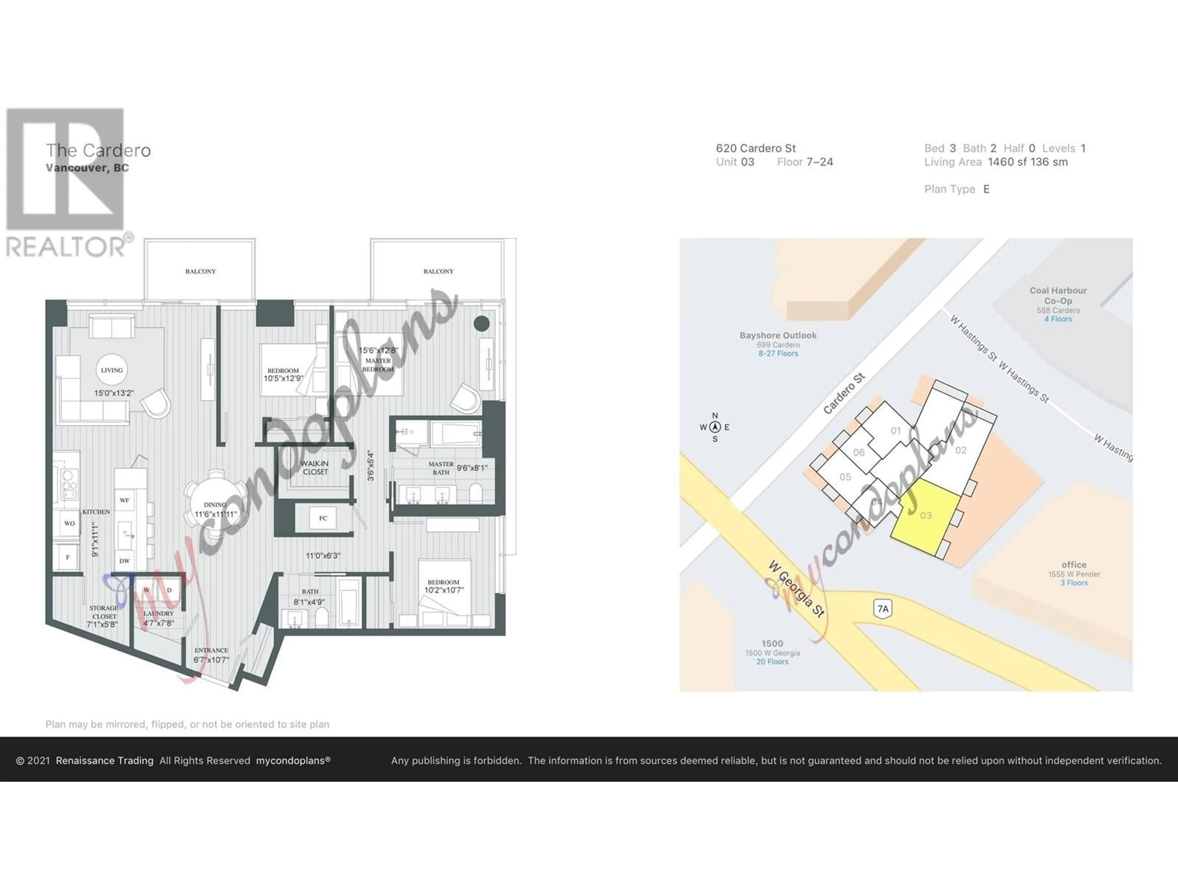 Floor plan for 1703 620 CARDERO STREET, Vancouver British Columbia V6G0C7