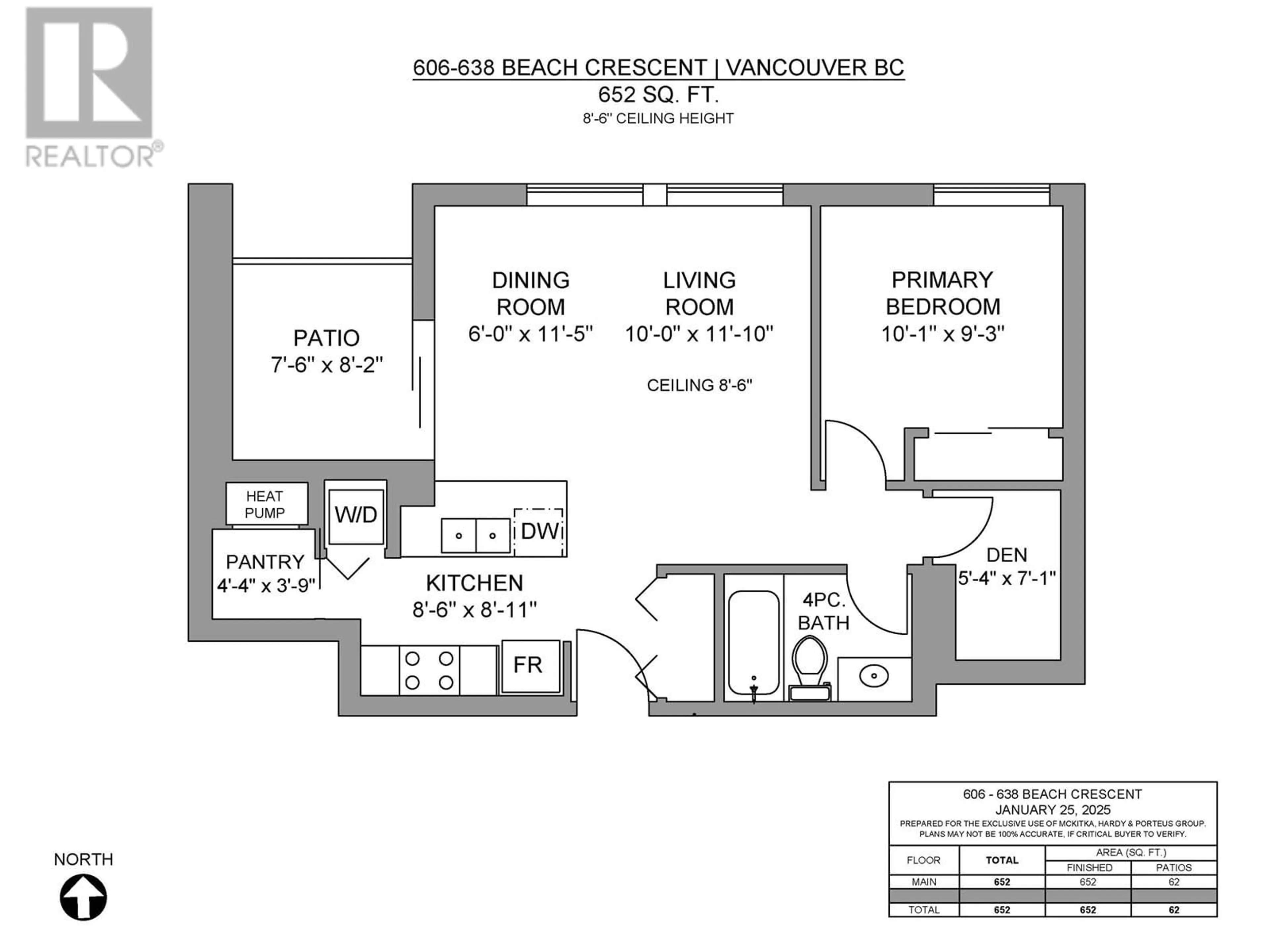 Floor plan for 606 638 BEACH CRESCENT, Vancouver British Columbia V6Z3H4