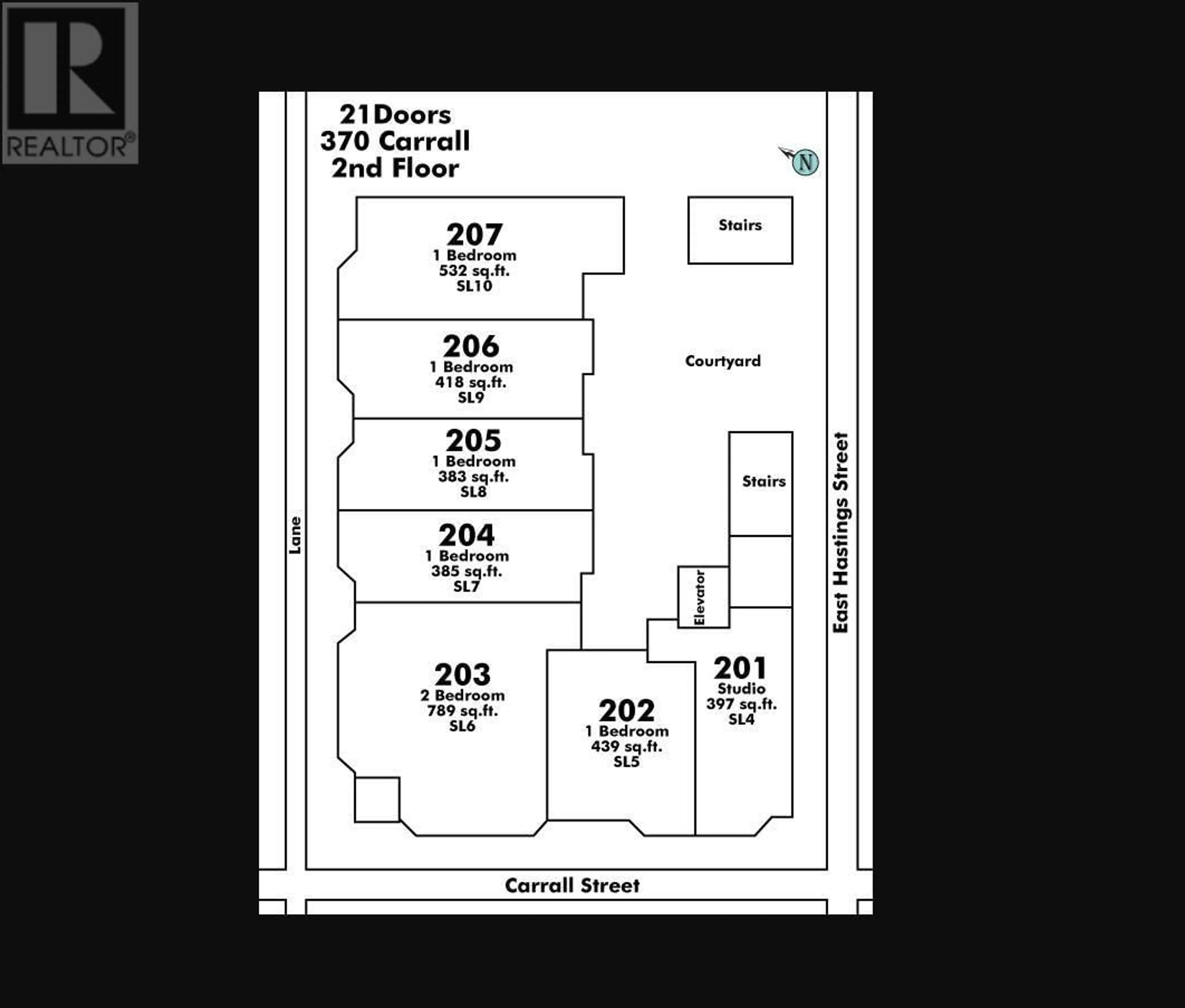 Floor plan for 202 370 CARRALL STREET, Vancouver British Columbia V6B2J3