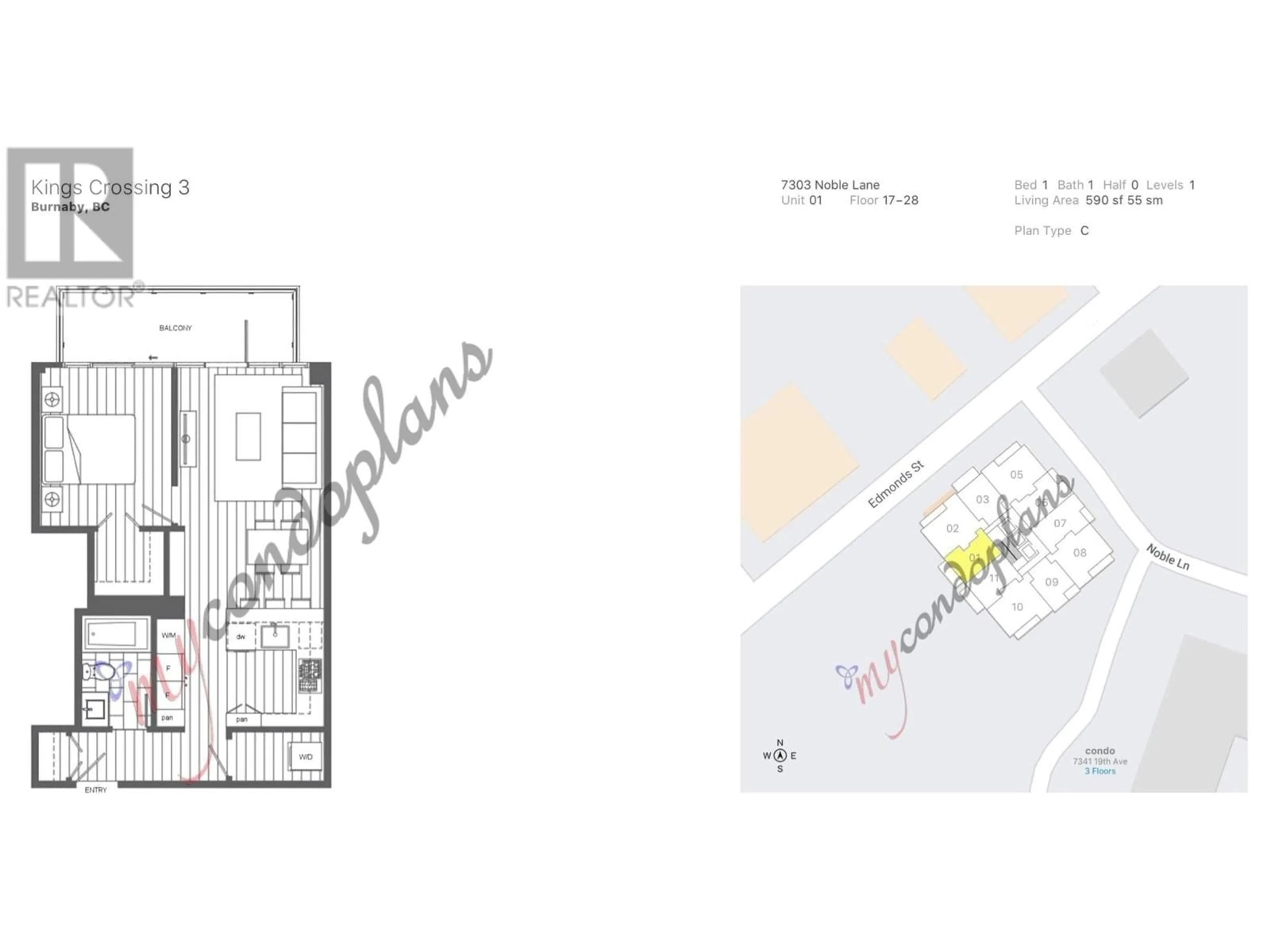 Floor plan for 2801 7303 NOBLE LANE, Burnaby British Columbia V3N0H2