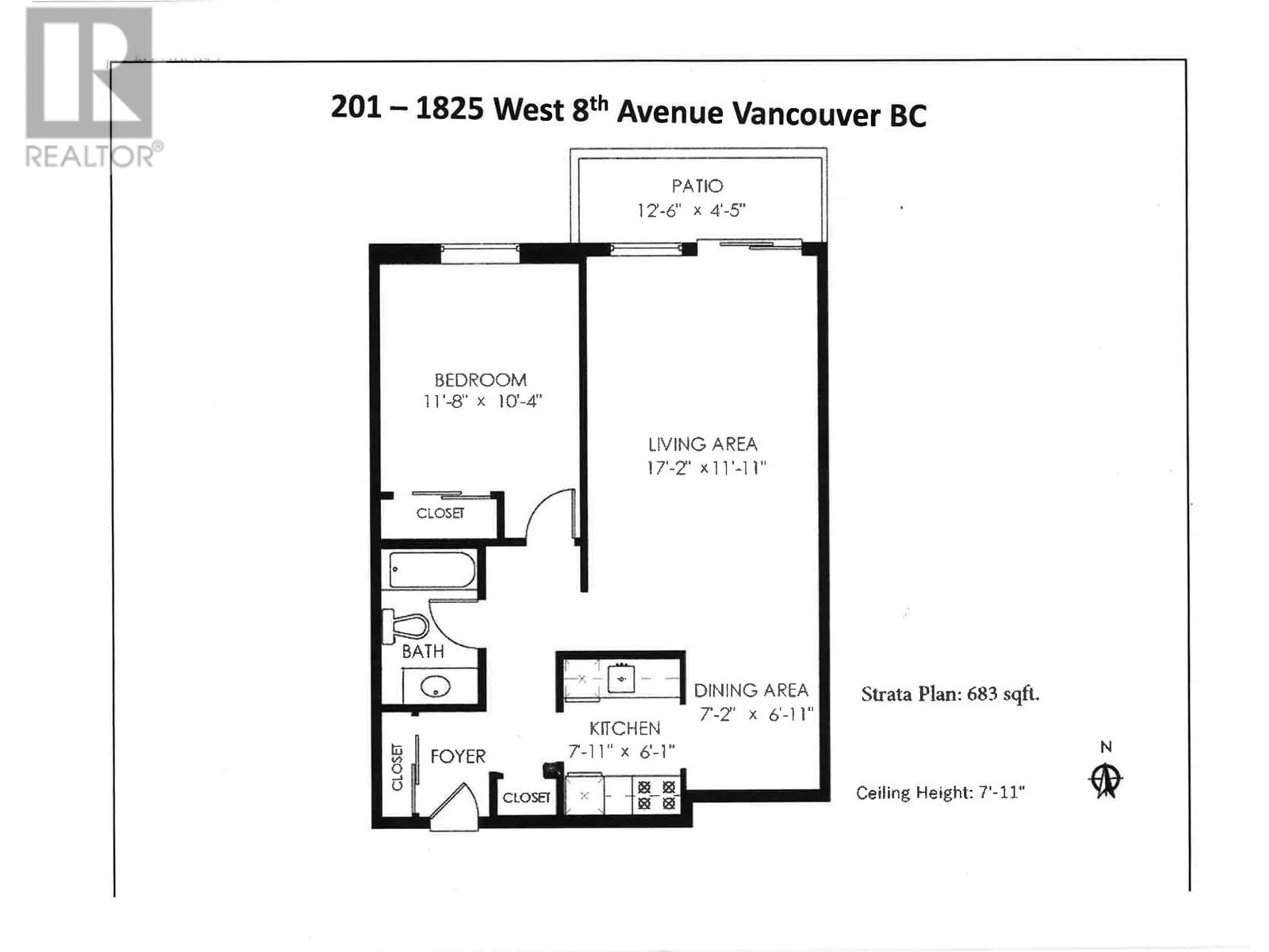 Floor plan for 201 1825 W 8TH AVENUE, Vancouver British Columbia V6J1V9