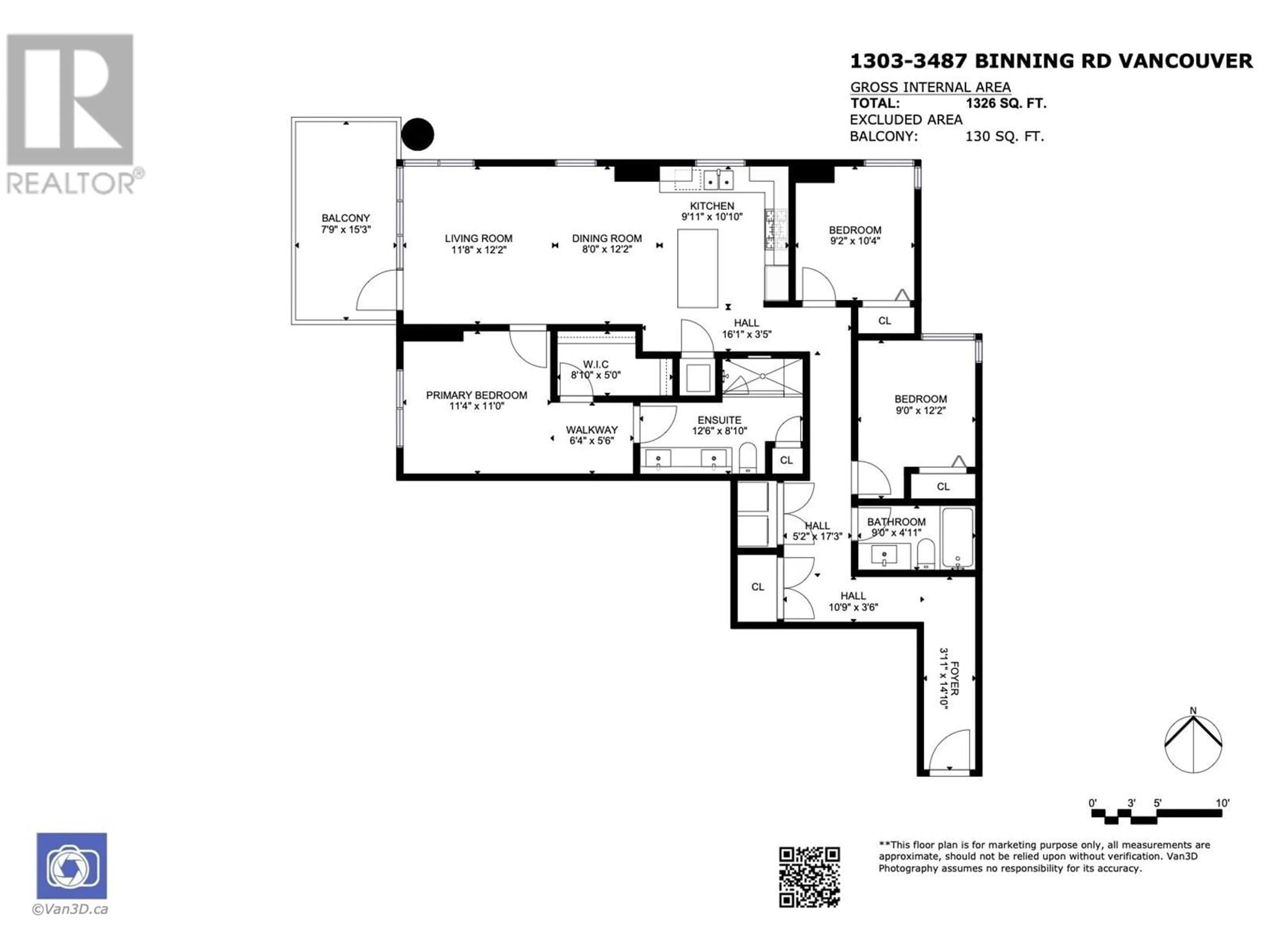 Floor plan for 1303 - 3487 BINNING ROAD, Vancouver British Columbia V6S0K8