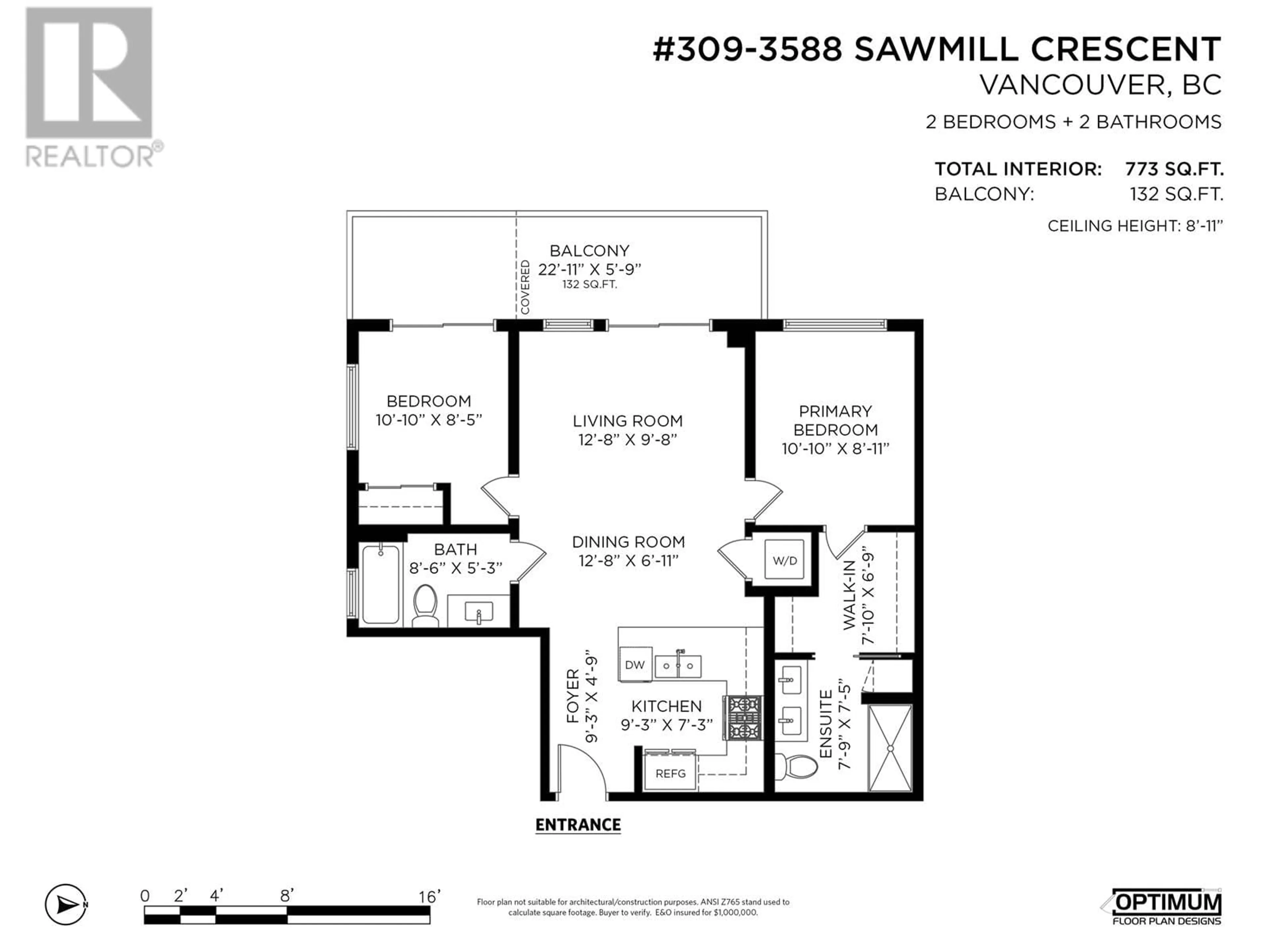 Floor plan for 309 3588 SAWMILL CRESCENT, Vancouver British Columbia V5S0H5