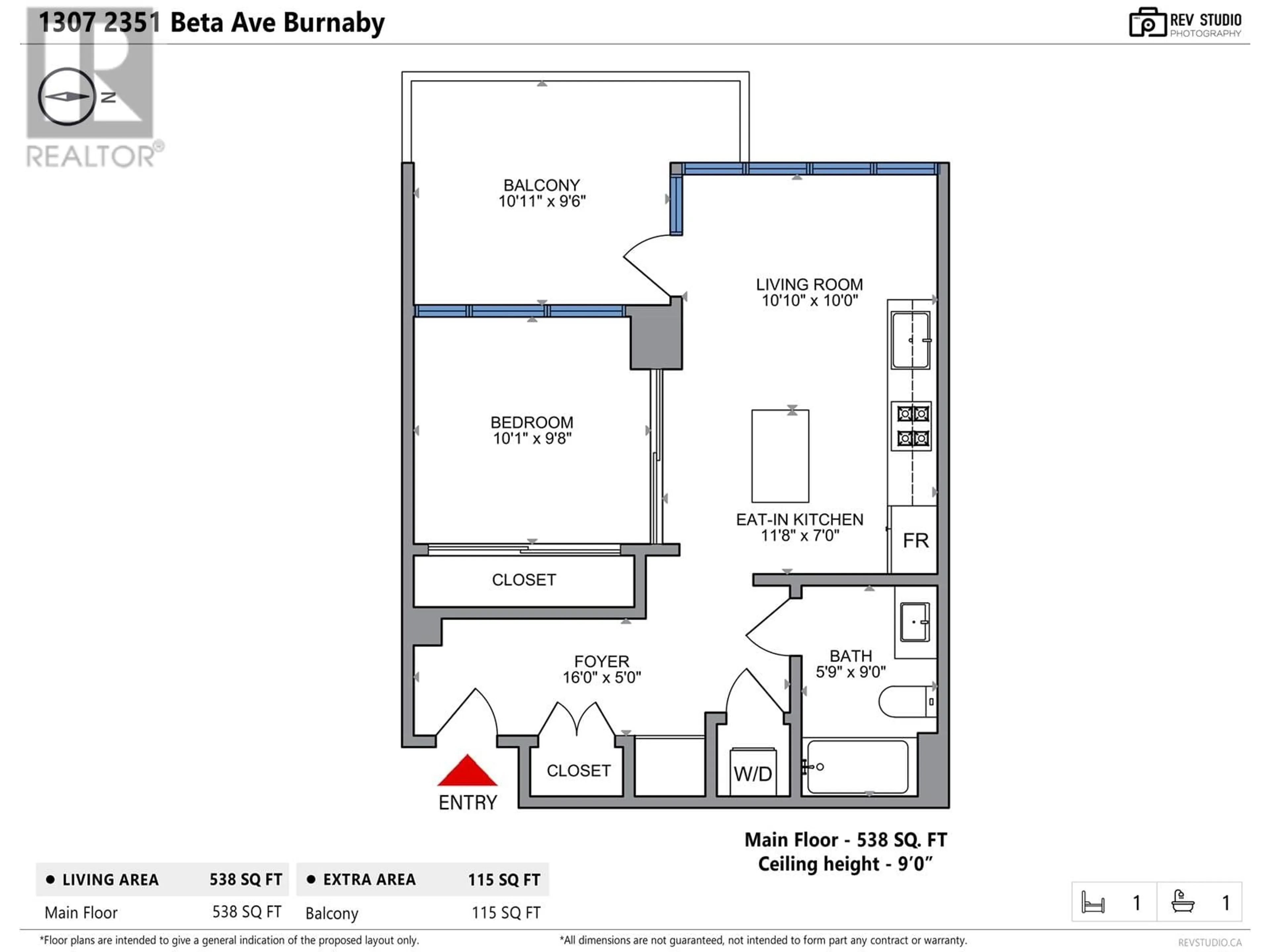 Floor plan for 1307 2351 BETA AVENUE, Burnaby British Columbia V5C0M2