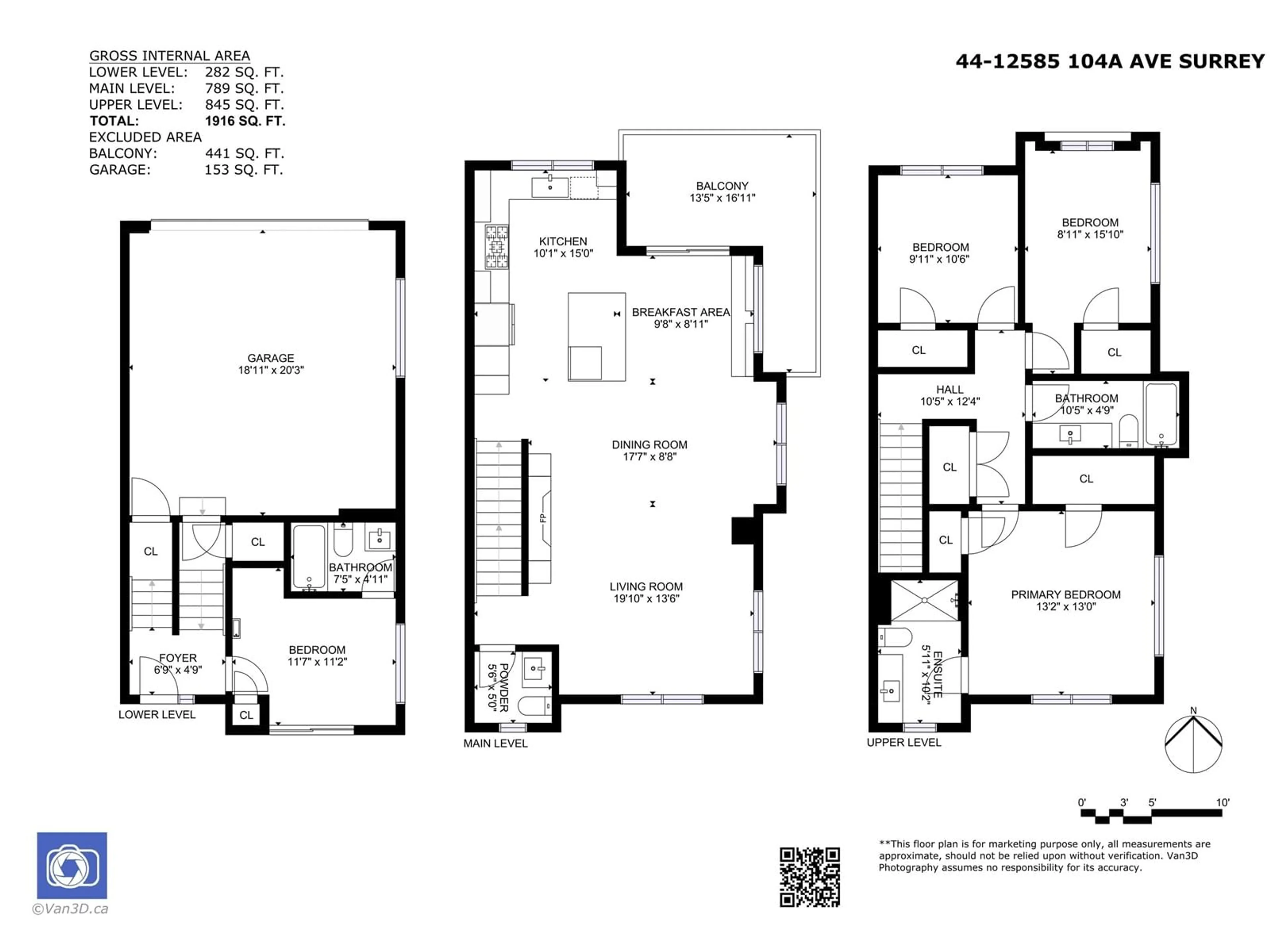 Floor plan for 44 12585 104A AVENUE, Surrey British Columbia V3V0G7