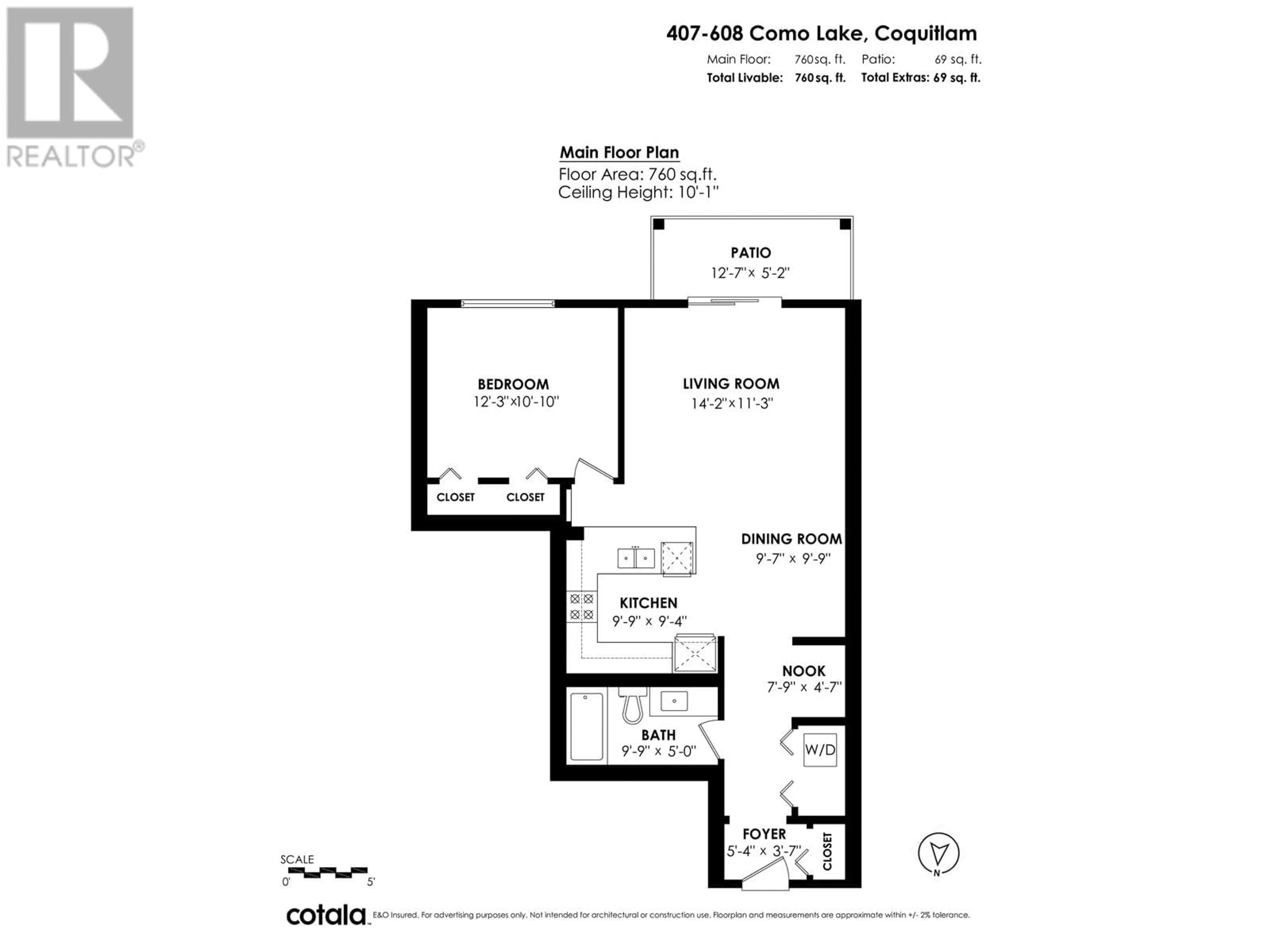 Floor plan for 407 608 COMO LAKE AVENUE, Coquitlam British Columbia V3J0B2