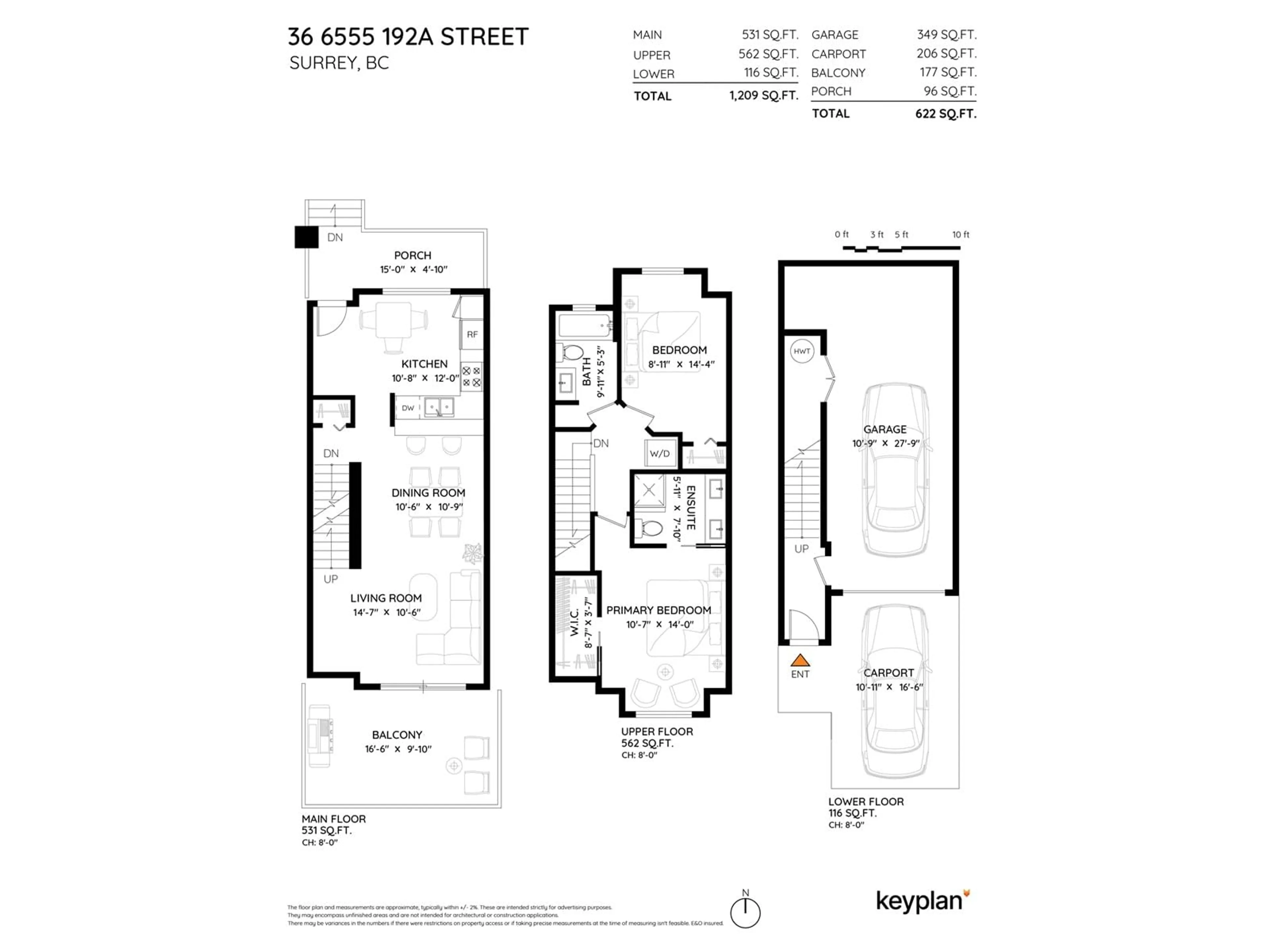 Floor plan for 36 6555 192A STREET, Surrey British Columbia V4N0A2