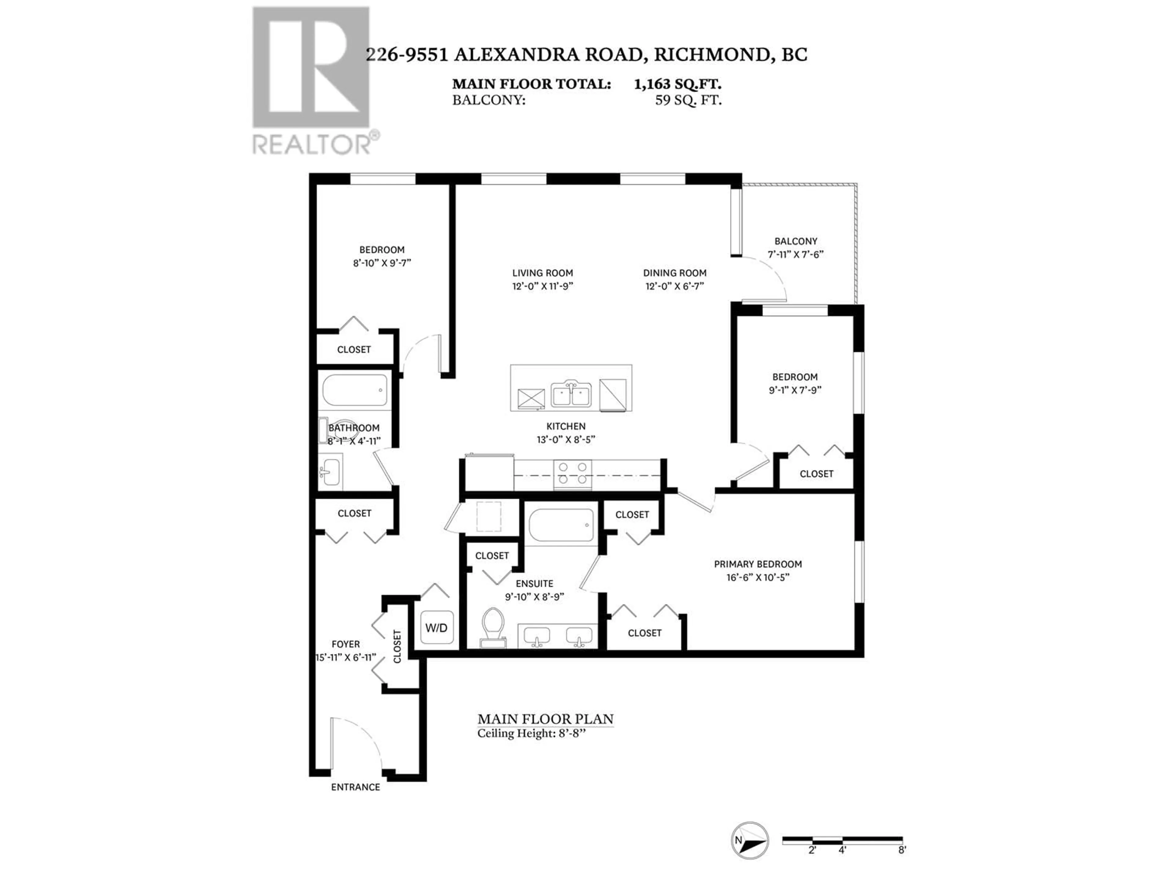 Floor plan for 226 9551 ALEXANDRA ROAD, Richmond British Columbia V6X0S6