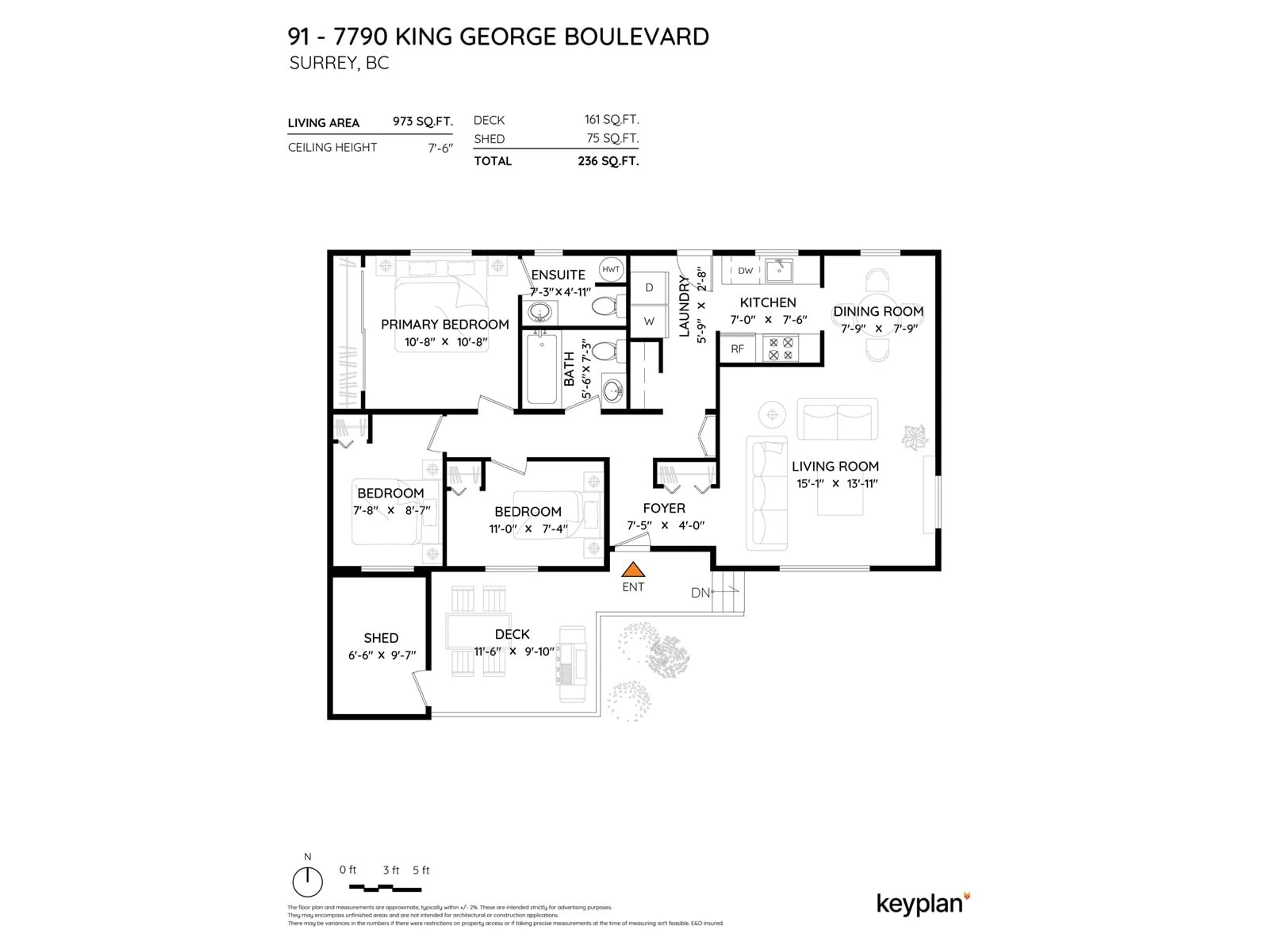 Floor plan for 91 - 7790 KING GEORGE, Surrey British Columbia V3W5Y4