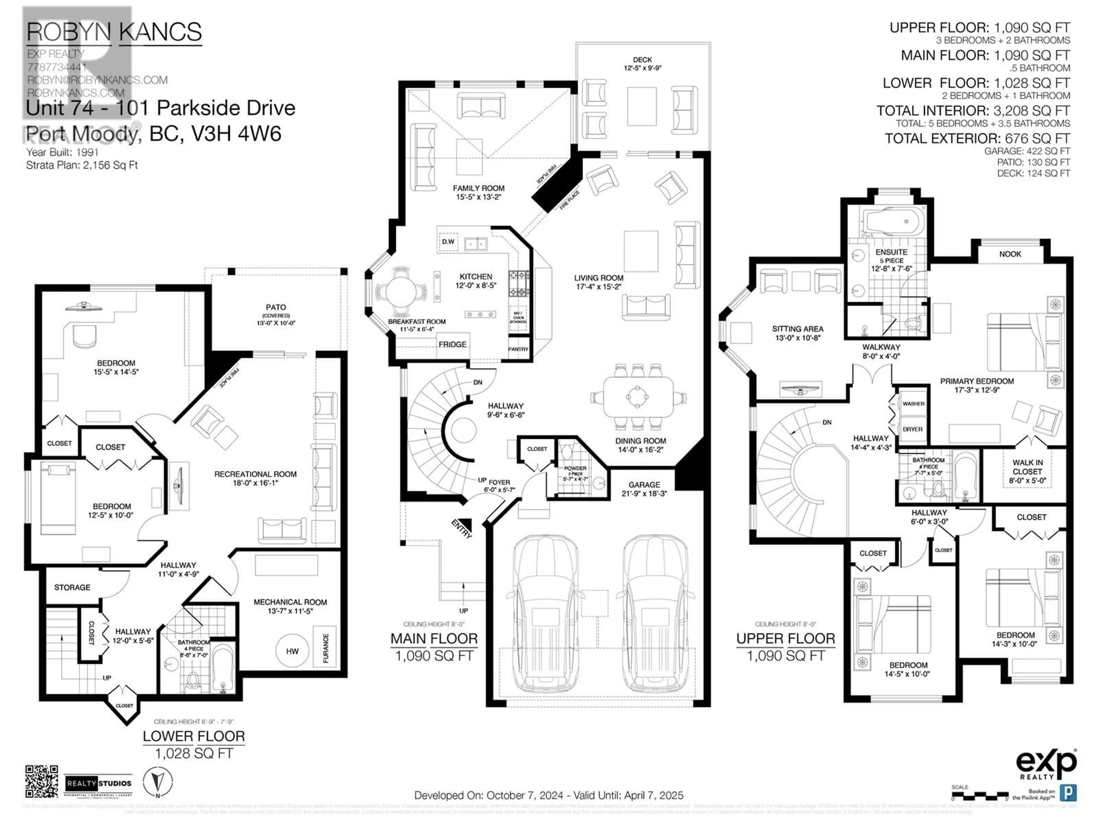 Floor plan for 74 101 PARKSIDE DRIVE, Port Moody British Columbia V3H4W6