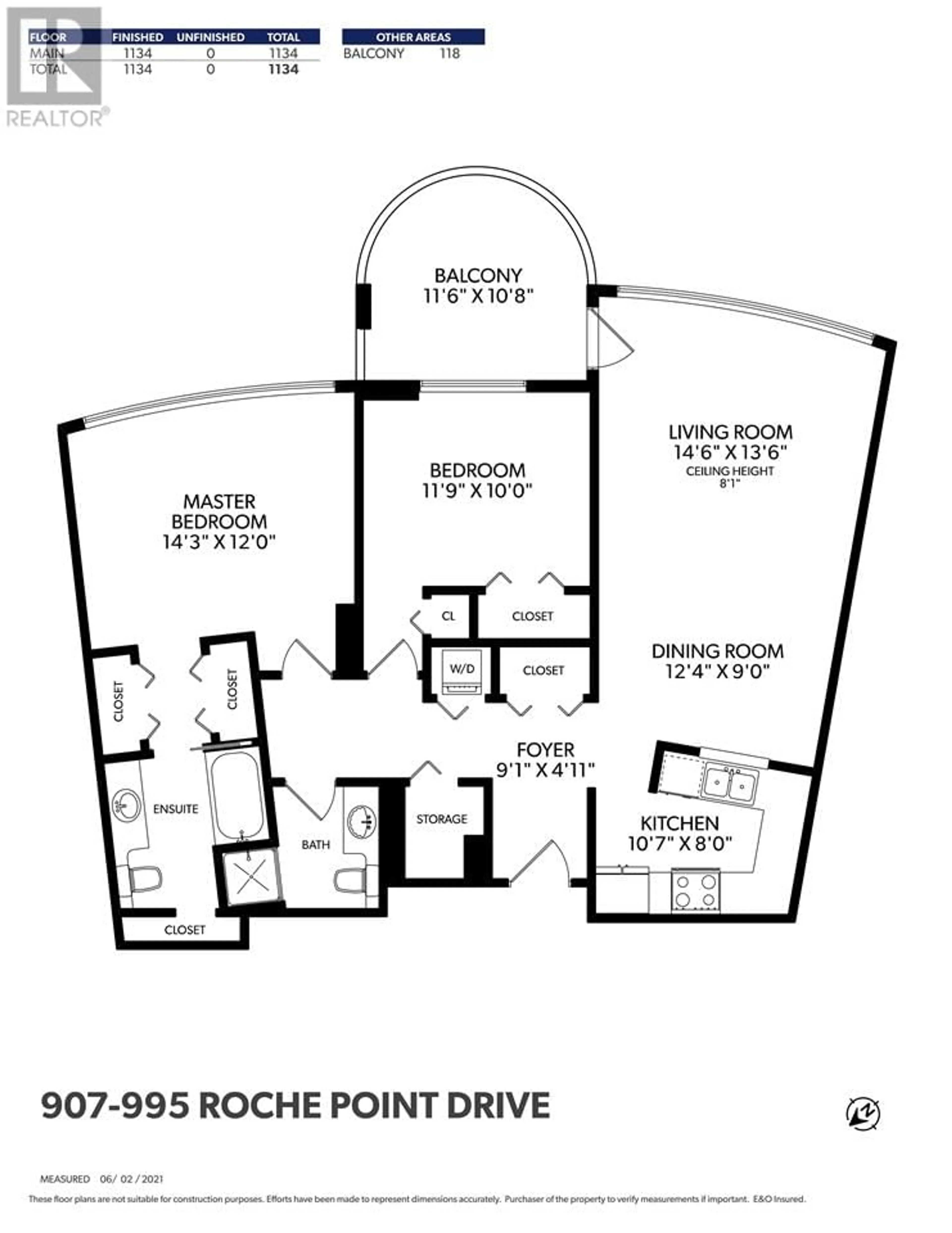 Floor plan for 907 995 ROCHE POINT DRIVE, North Vancouver British Columbia V7H2X4