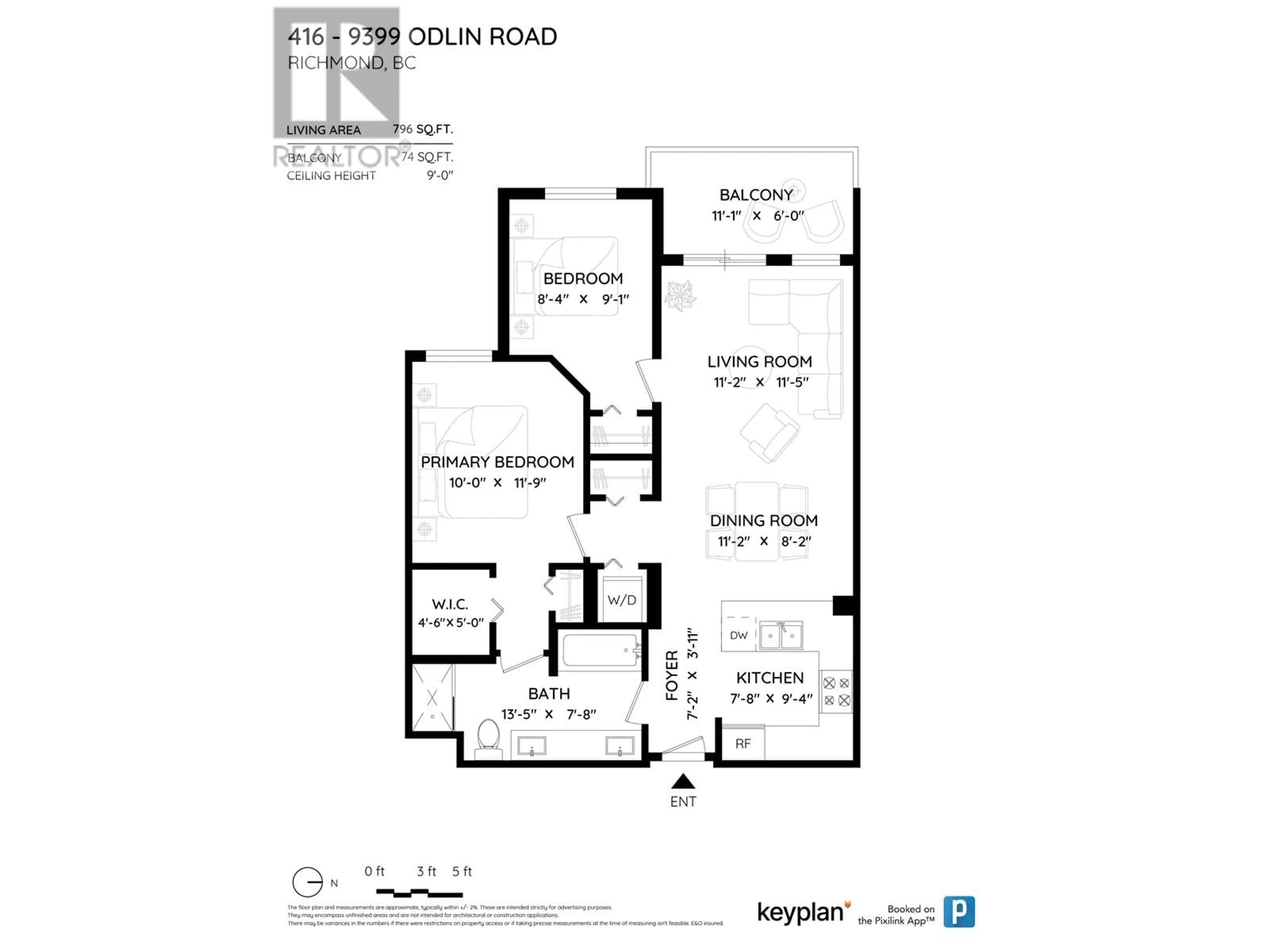 Floor plan for 416 9399 ODLIN ROAD, Richmond British Columbia V6X0J6