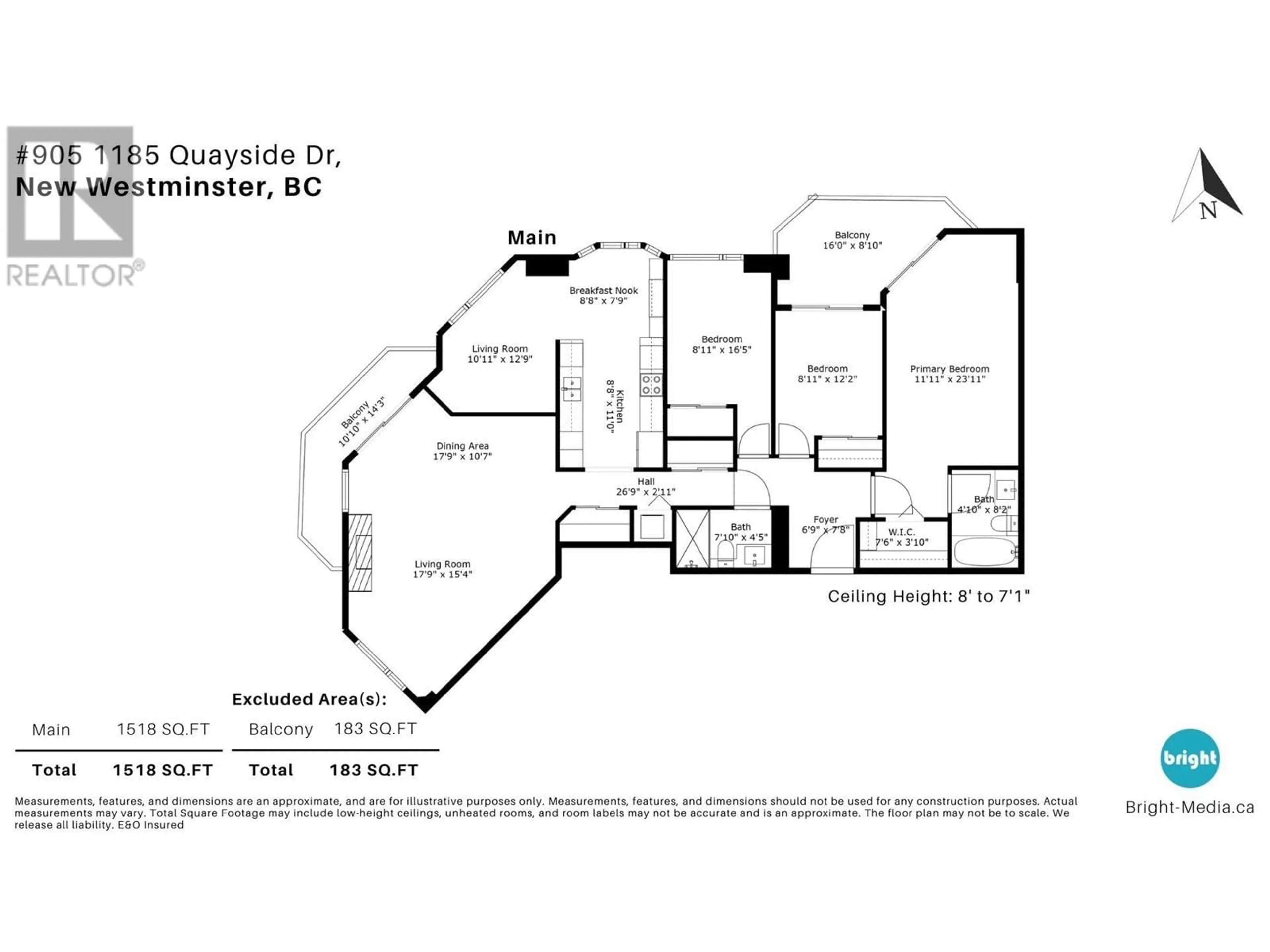 Floor plan for 905 1185 QUAYSIDE DRIVE, New Westminster British Columbia V3M6T8