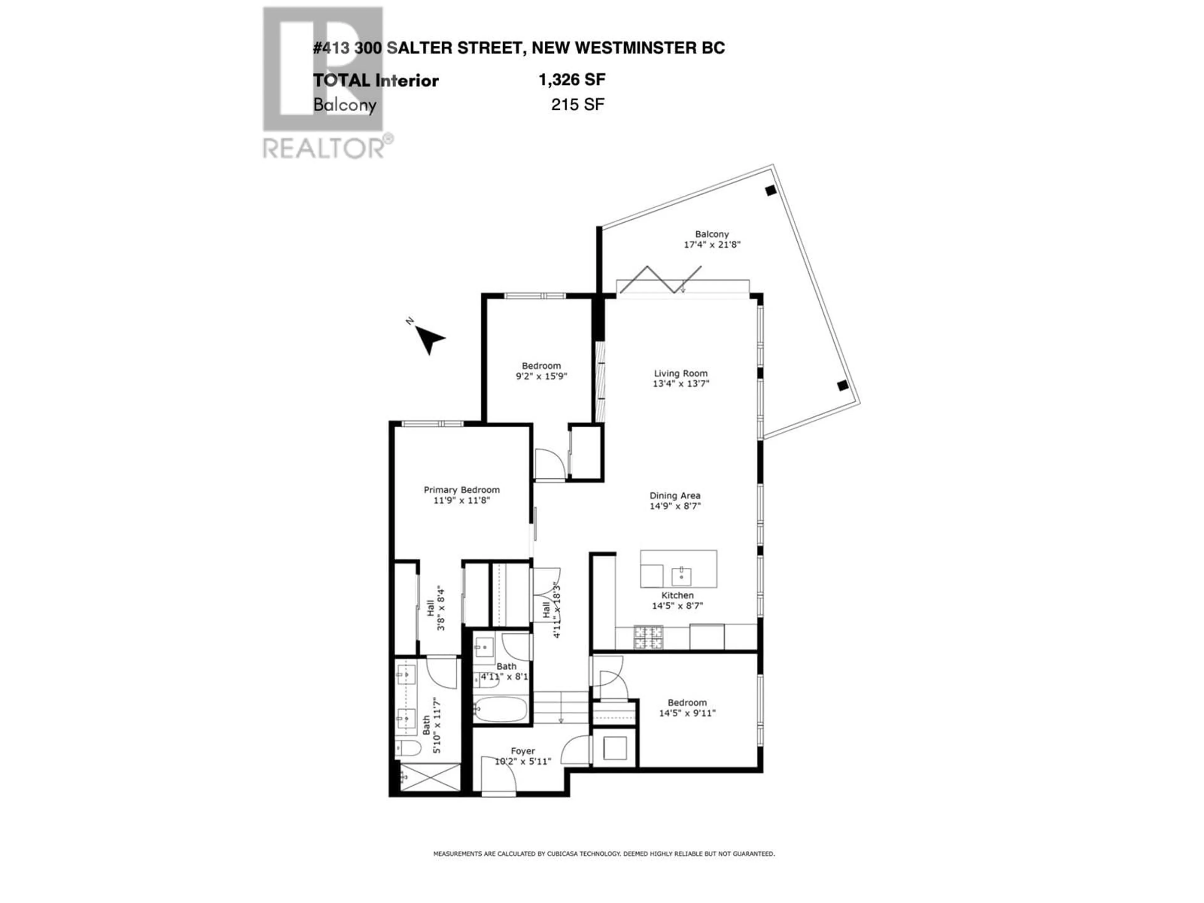 Floor plan for 413 300 SALTER STREET, New Westminster British Columbia V3M0L9