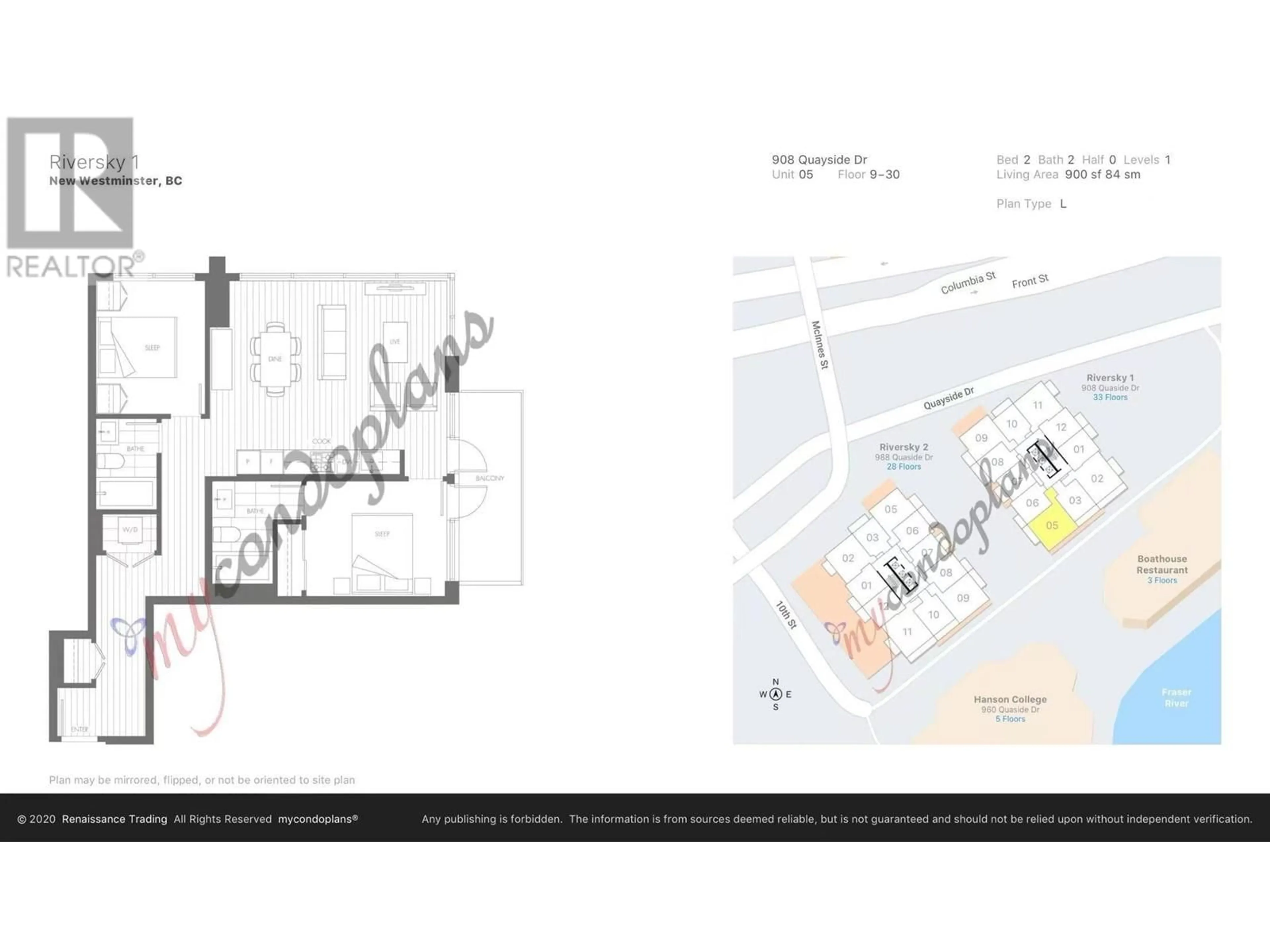 Floor plan for 2705 - 908 QUAYSIDE DRIVE, New Westminster British Columbia V3M0L4