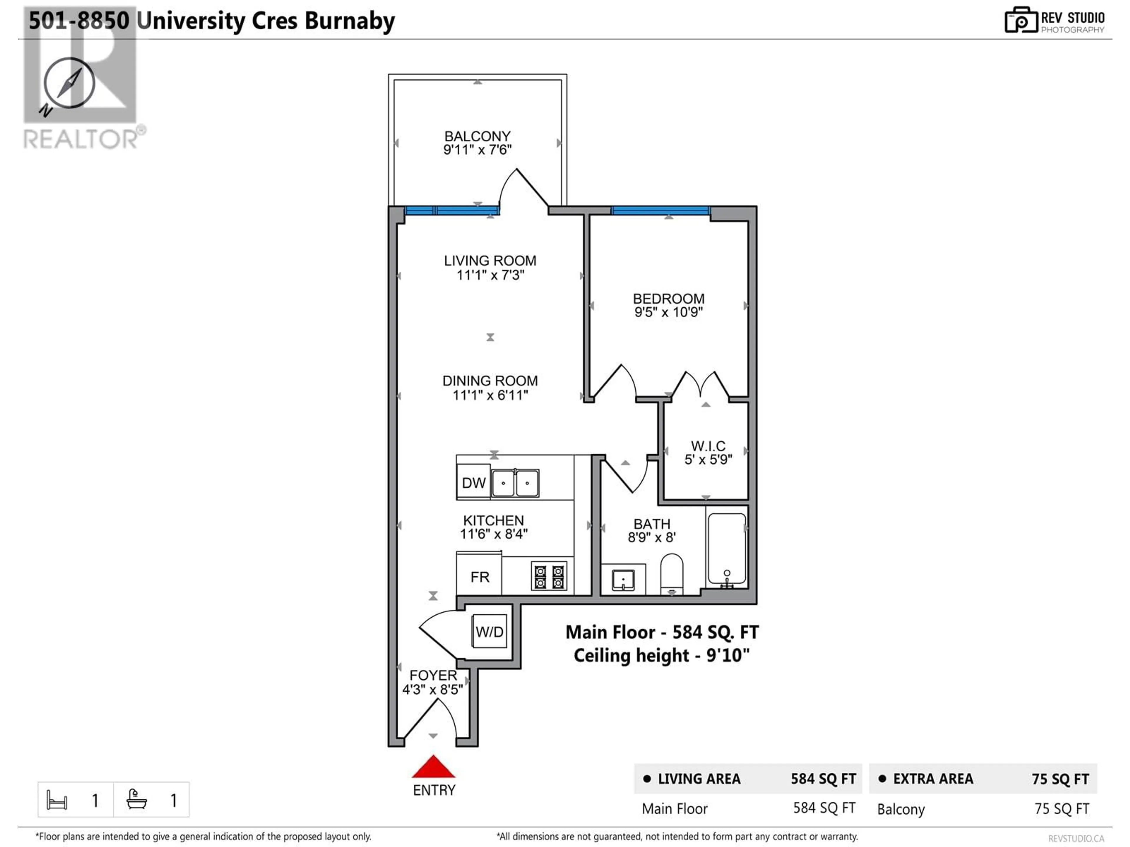 Floor plan for 501 8850 UNIVERSITY CRESCENT, Burnaby British Columbia V5A4Y8