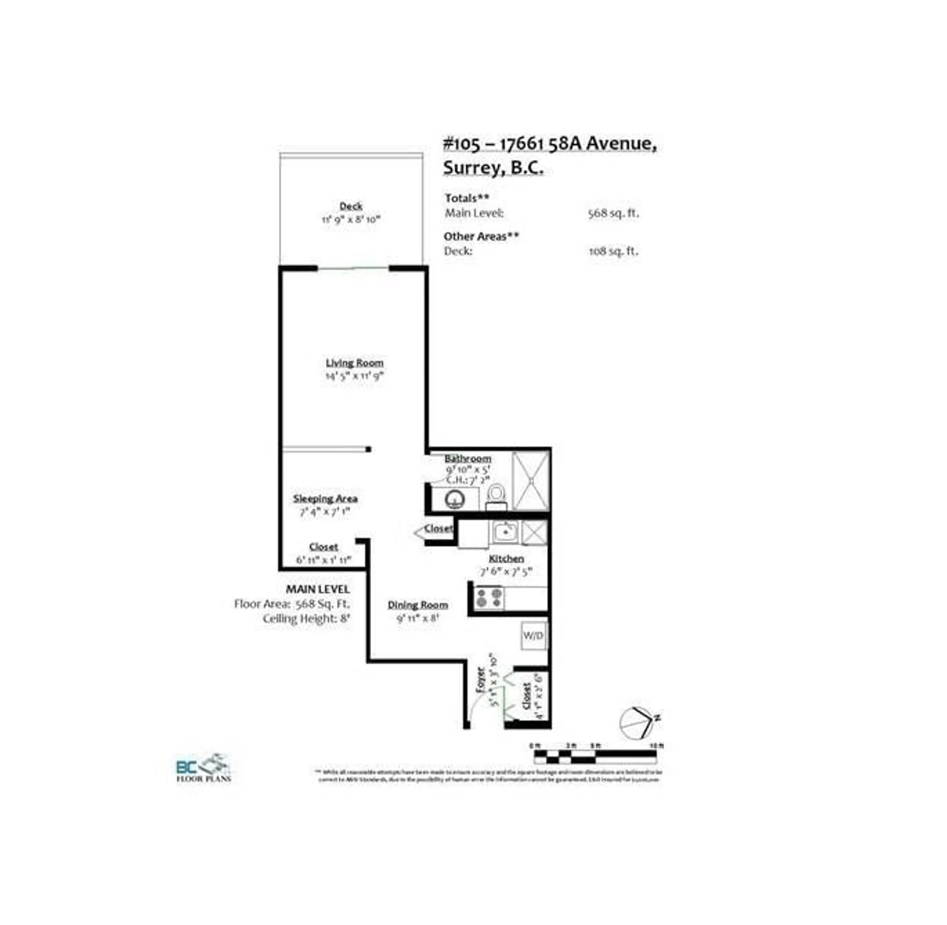 Floor plan for 105 17661 58A AVENUE, Surrey British Columbia V3S1N4