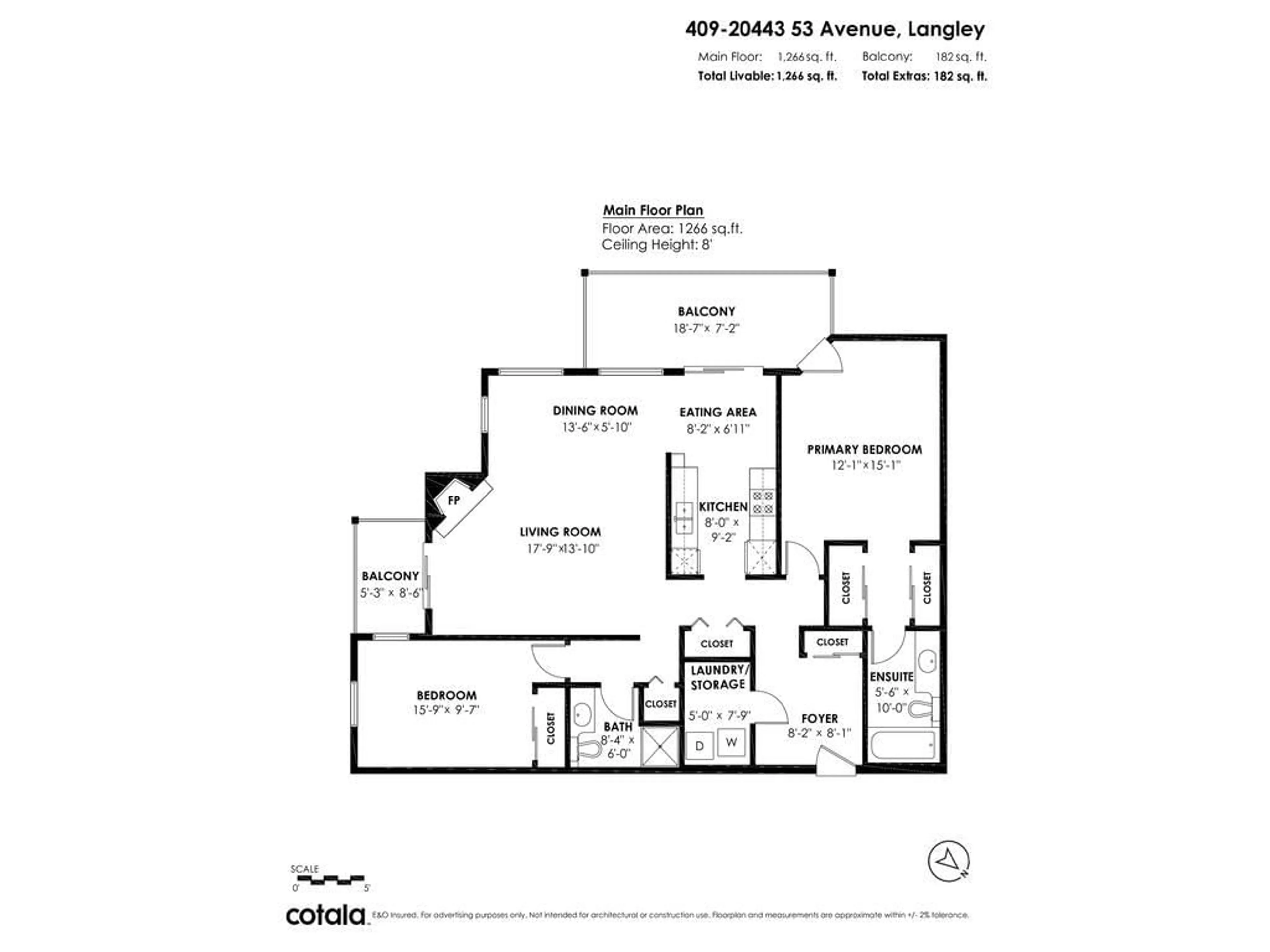 Floor plan for 409 - 20443 53, Langley British Columbia V3A7A6