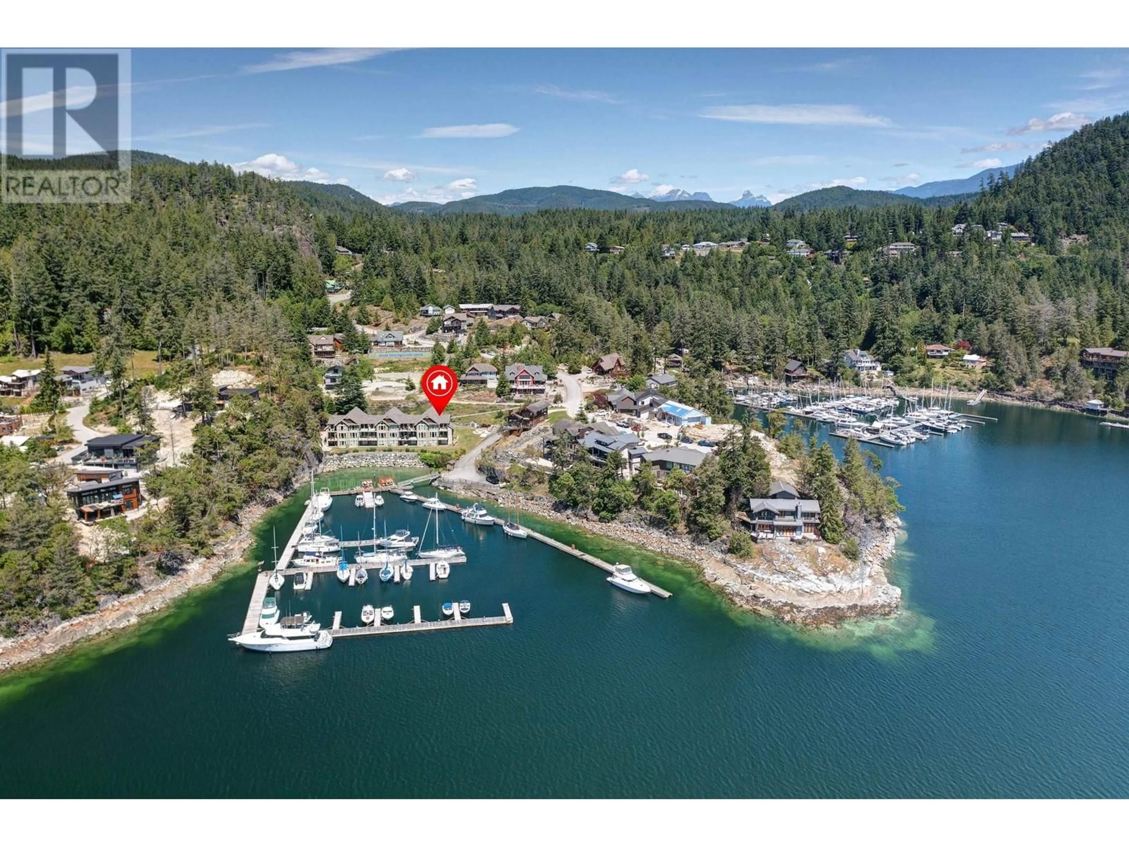 A pic from outside/outdoor area/front of a property/back of a property/a pic from drone, water/lake/river/ocean view for 50 4622 SINCLAIR BAY ROAD, Egmont British Columbia V0N1S1