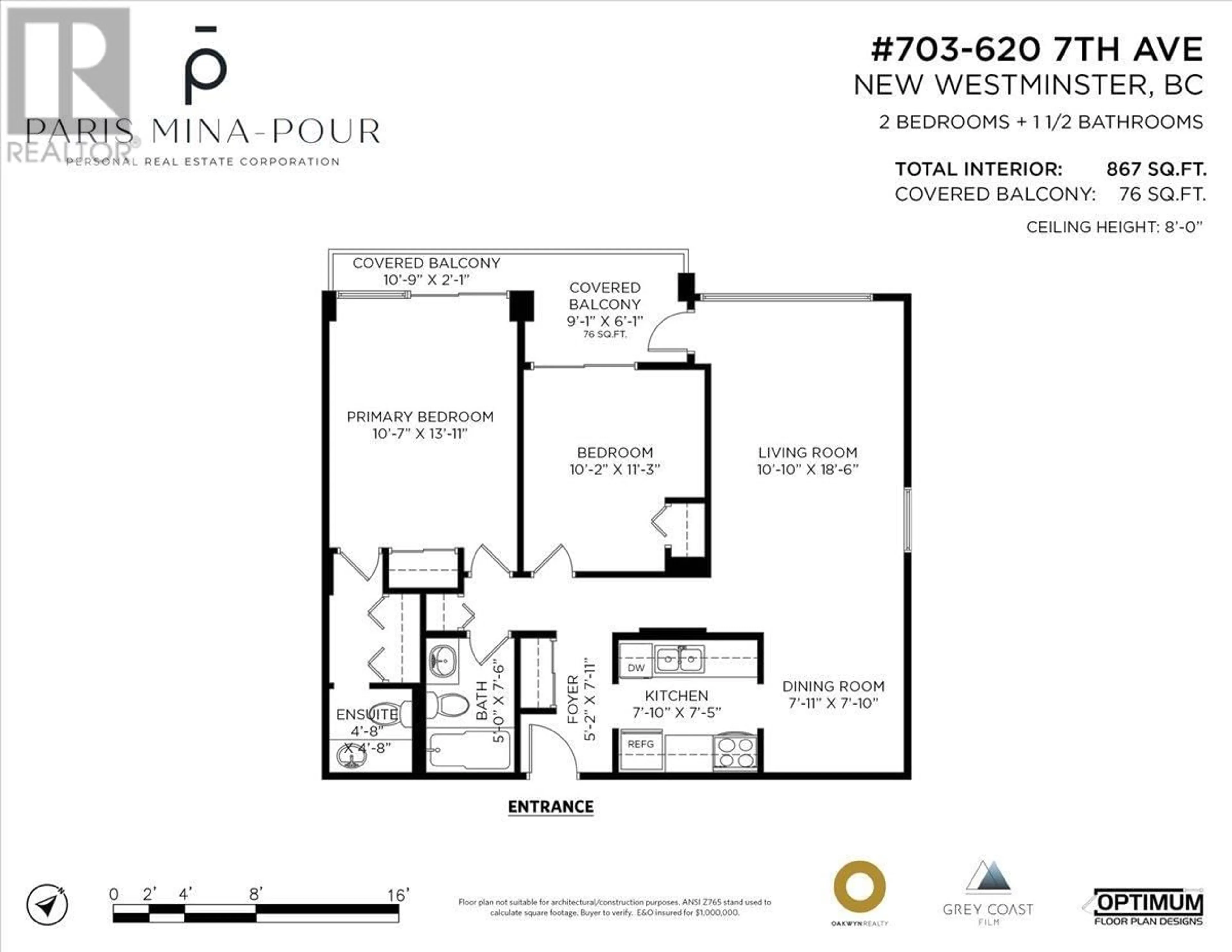 Floor plan for 703 620 SEVENTH AVENUE, New Westminster British Columbia V3M5T6