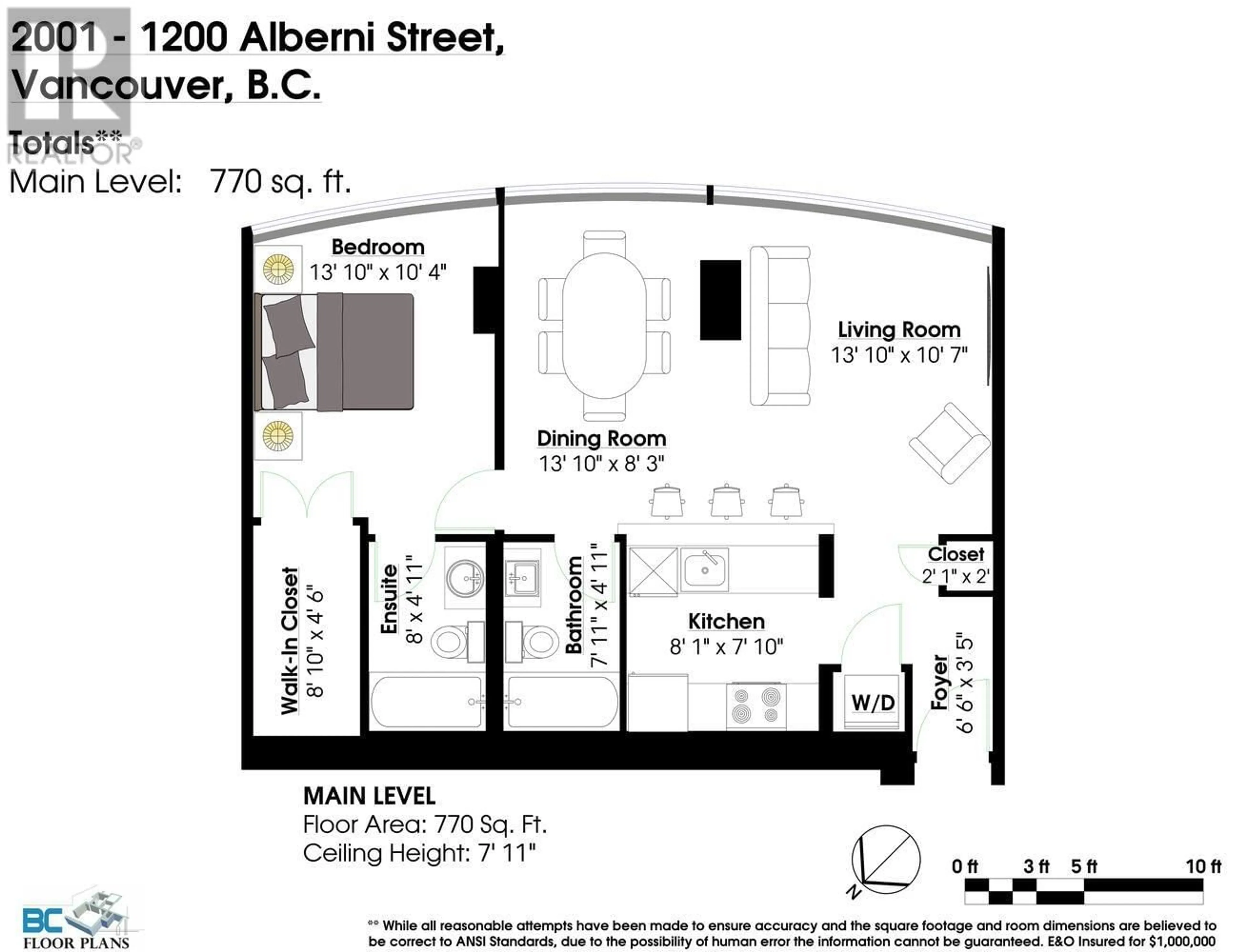 Floor plan for 2001 1200 ALBERNI STREET, Vancouver British Columbia V6E1A6