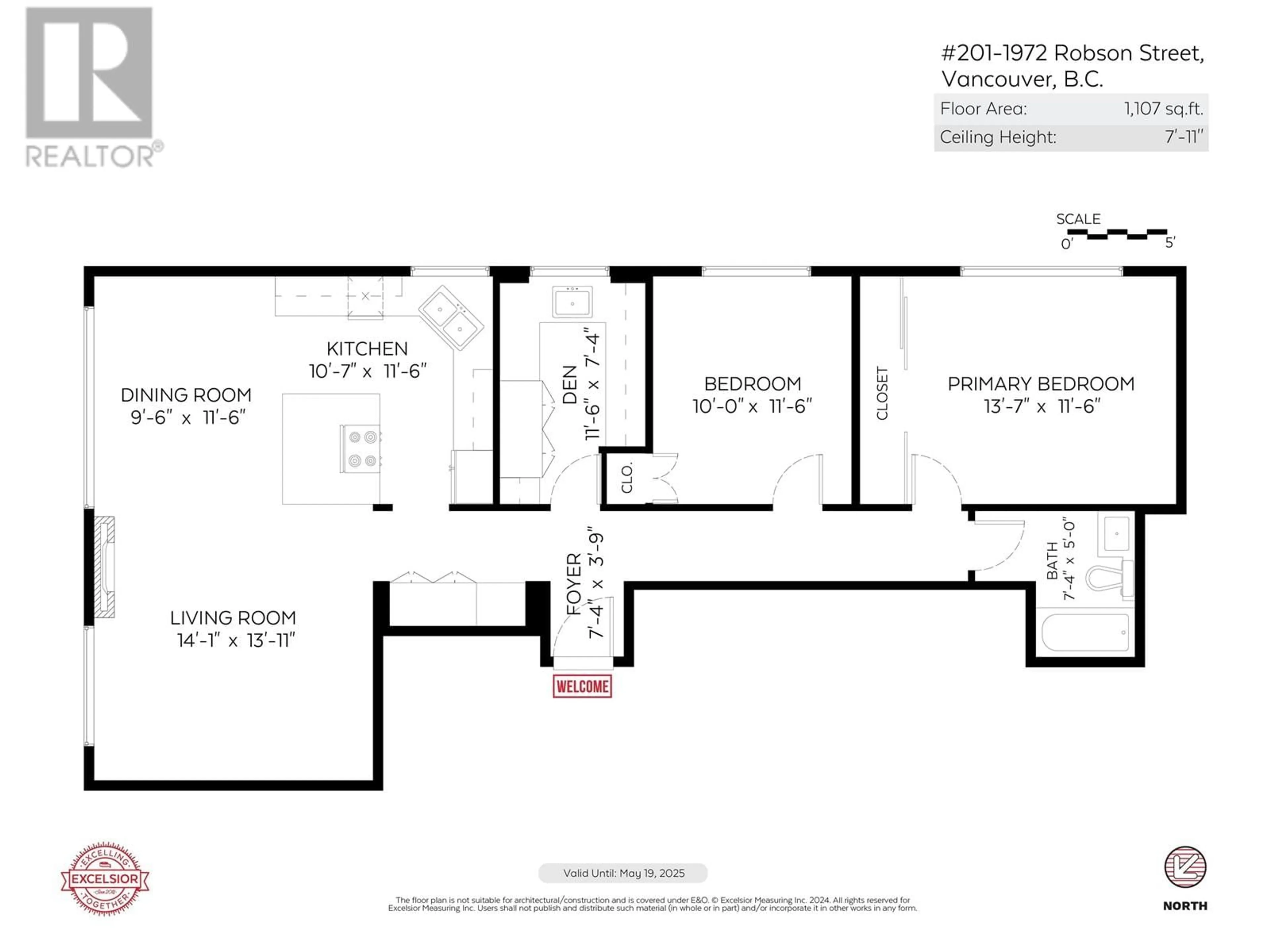 Floor plan for 201 1972 ROBSON STREET, Vancouver British Columbia V6G1E8