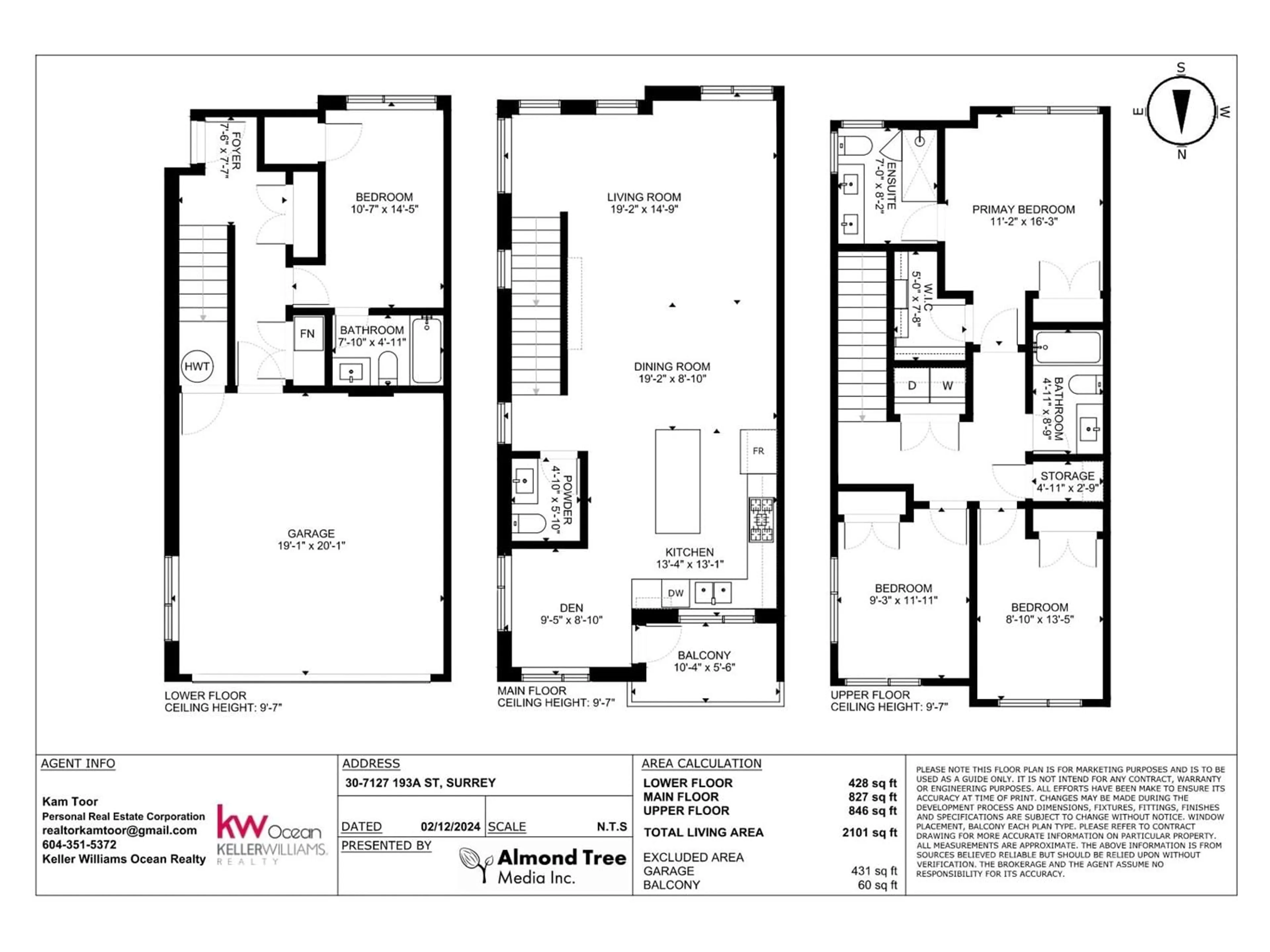 Floor plan for 30 7127 193A STREET, Surrey British Columbia V4N6V9