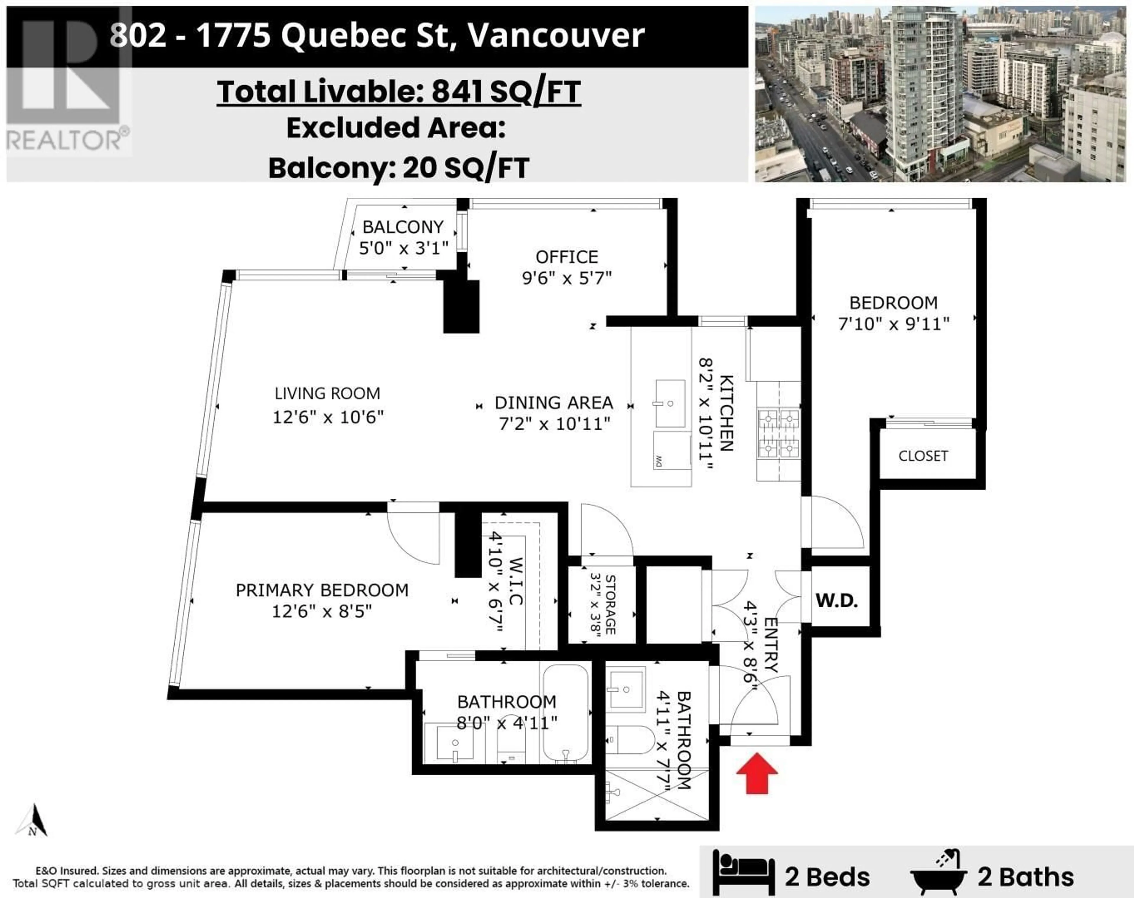 Floor plan for 802 1775 QUEBEC STREET, Vancouver British Columbia V5T0E3