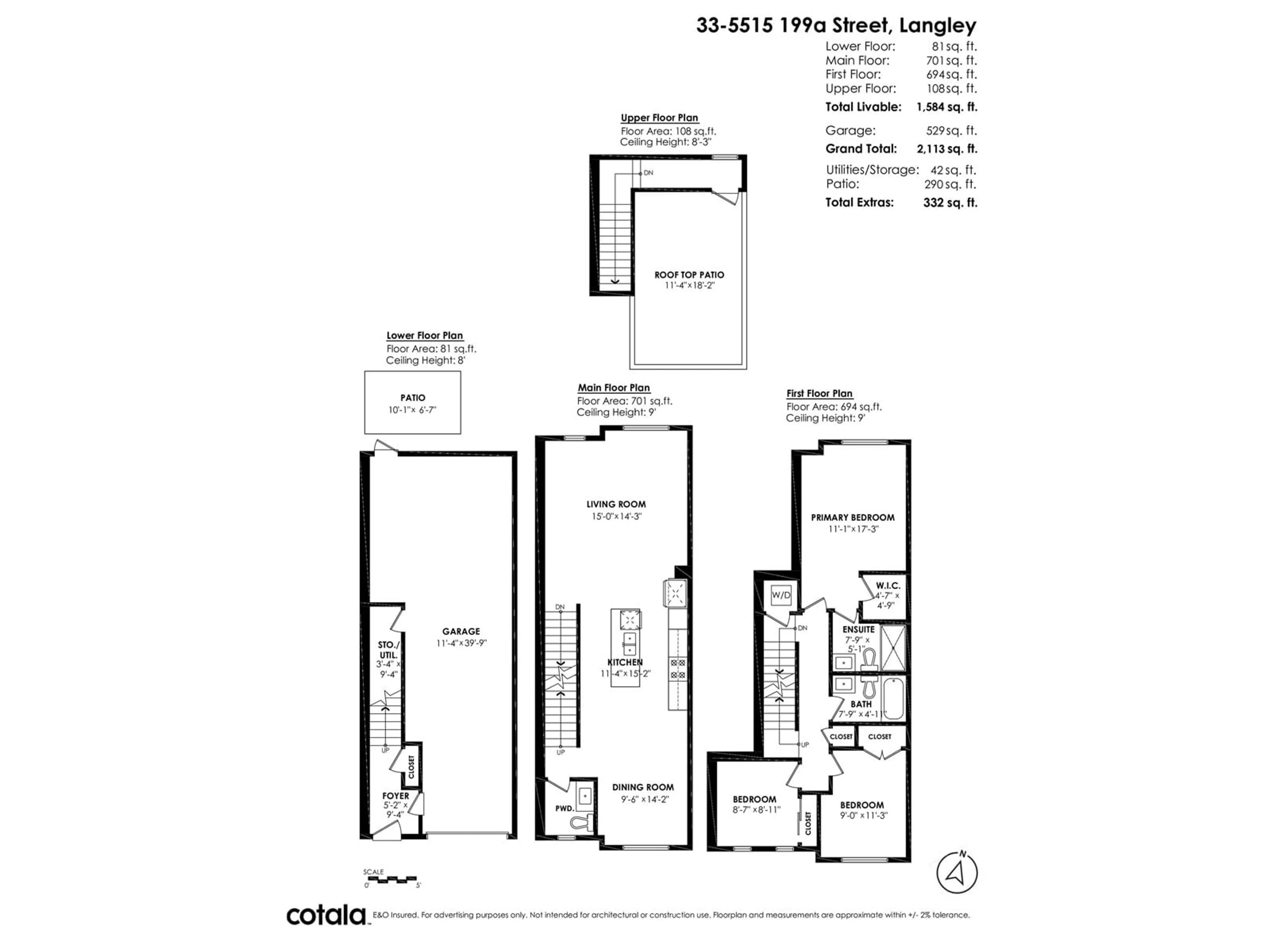 Floor plan for 33 5515 199A STREET, Langley British Columbia V3A1J7