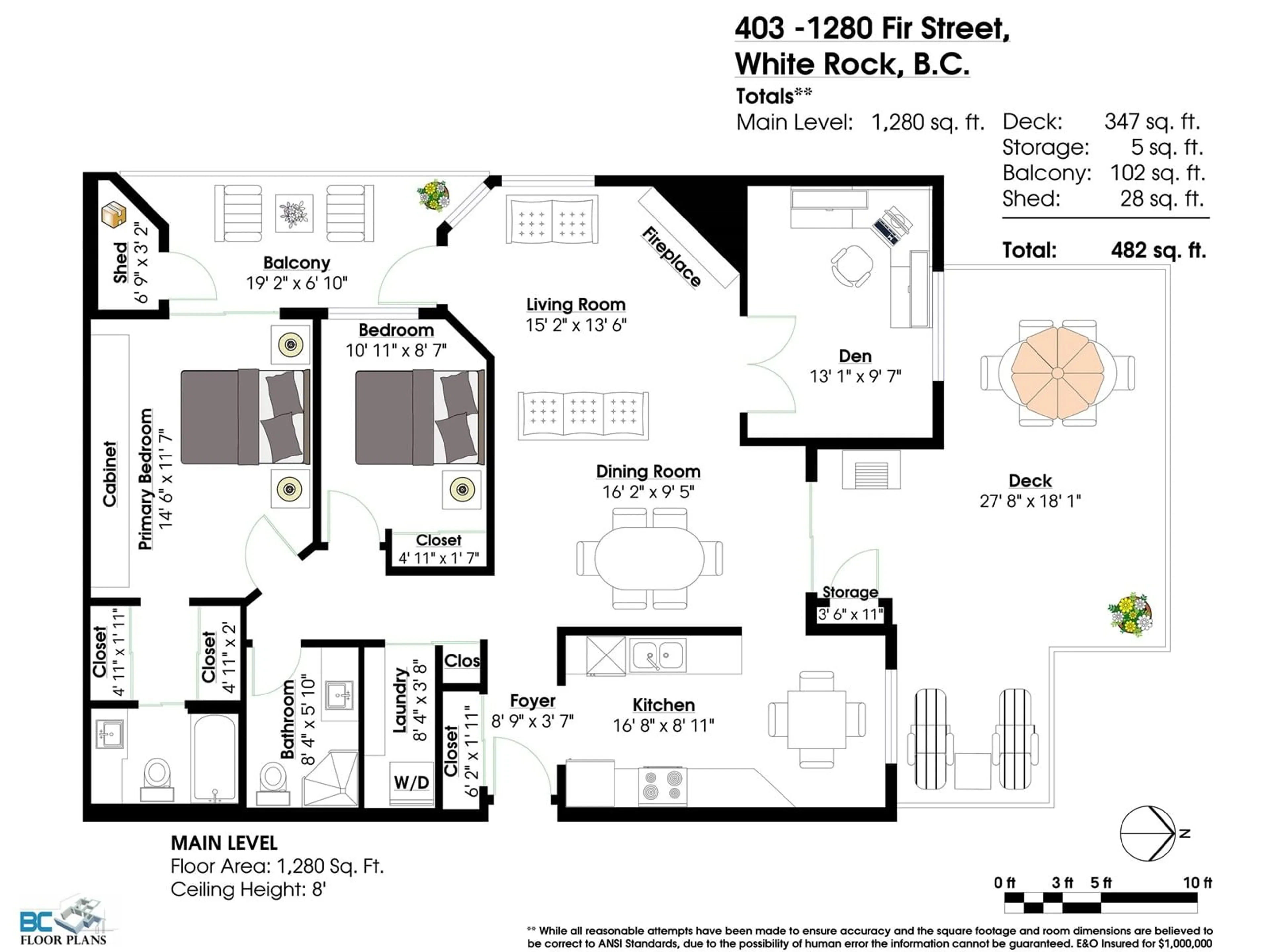 Floor plan for 403 1280 FIR STREET, White Rock British Columbia V4B3V6