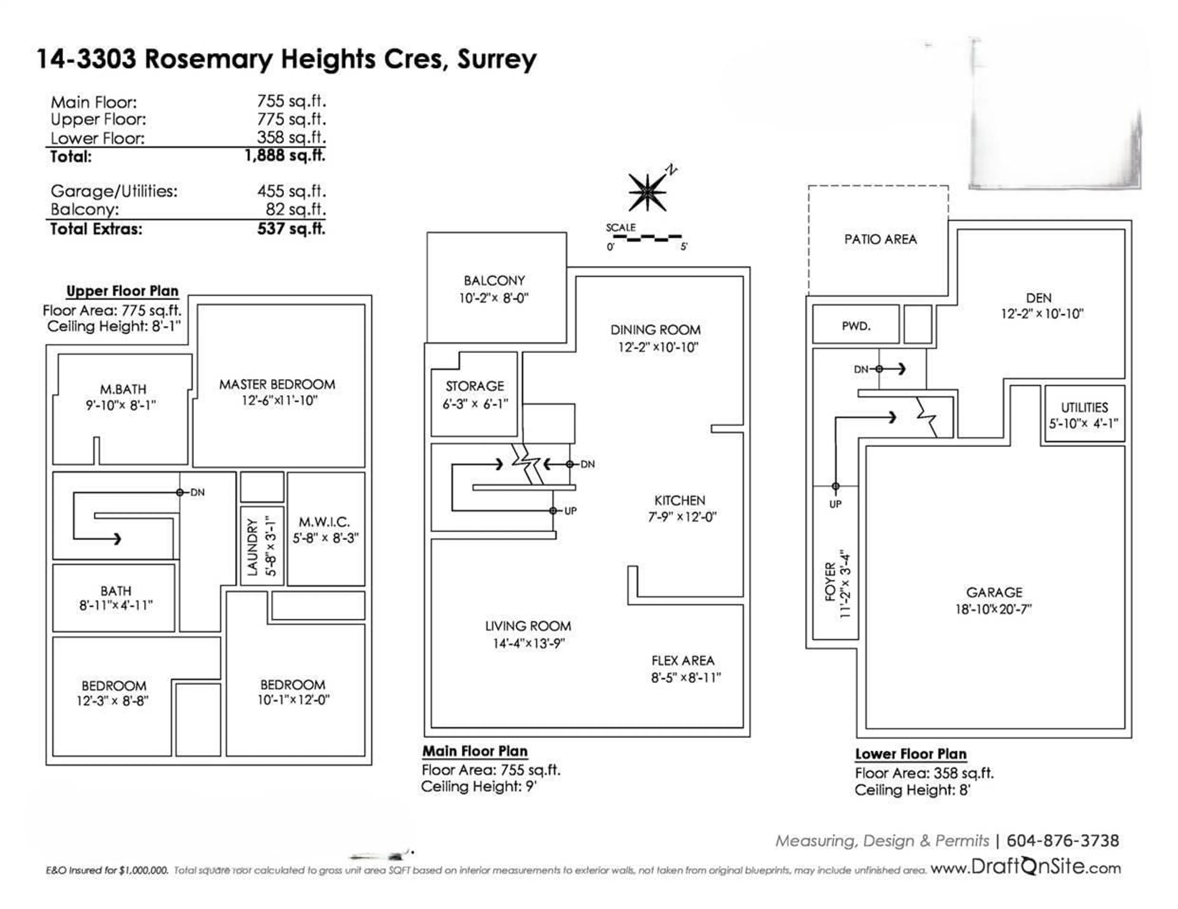 Floor plan for 14 3303 ROSEMARY HEIGHTS CRESCENT, Surrey British Columbia V3Z0K7