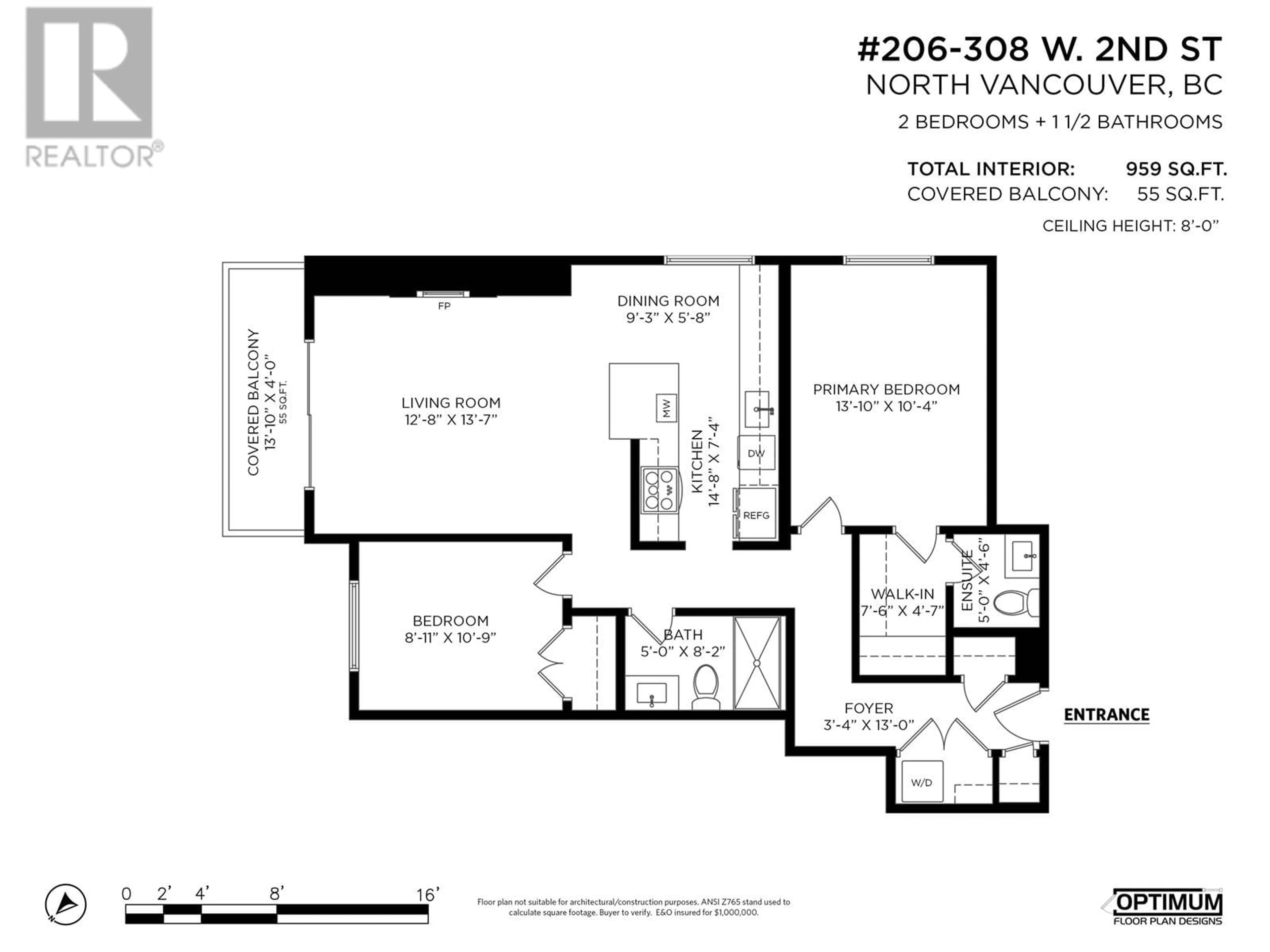 Floor plan for 206 308 W 2ND STREET, North Vancouver British Columbia V7M1E1